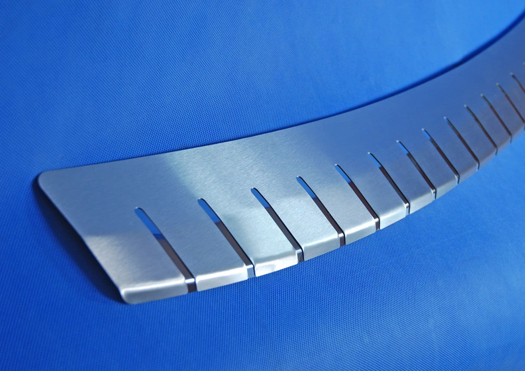 Rear bumper trim — Silver, Stainless steel, Brushed