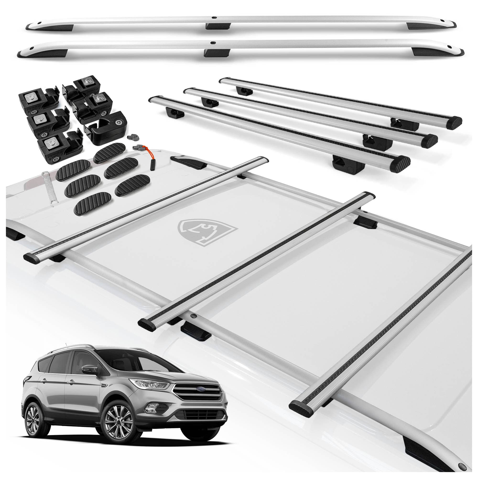 Roof rails with cross bars included SKYPORT — Silver, Aluminum | Plastic, Painted