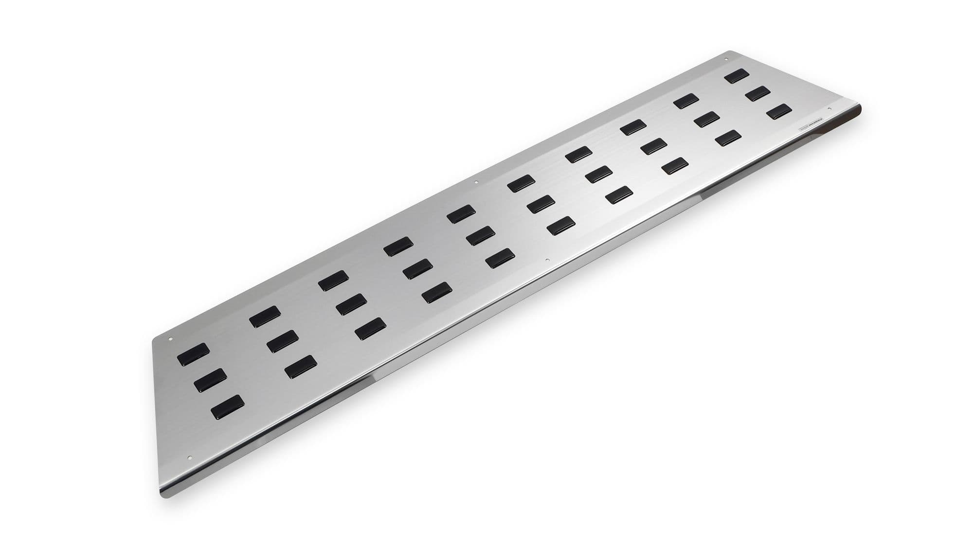 Cover for left rear interior step — Black | Silver, Stainless steel, Polished
