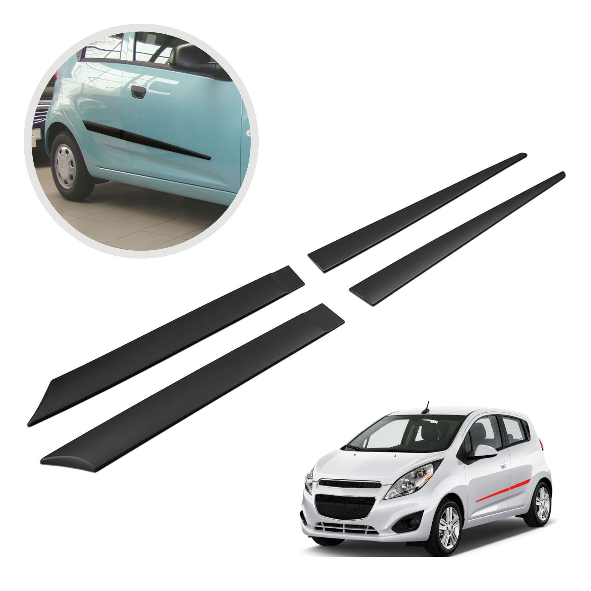 Side door trims — Black, Polyurethane composite PU, Matte