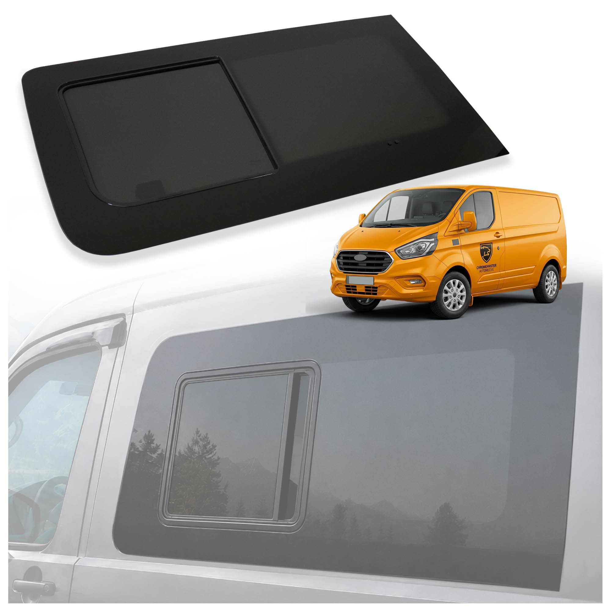 Front left side window with opening insert Galaxy — Semi-transparent tinted, Glass, Polished