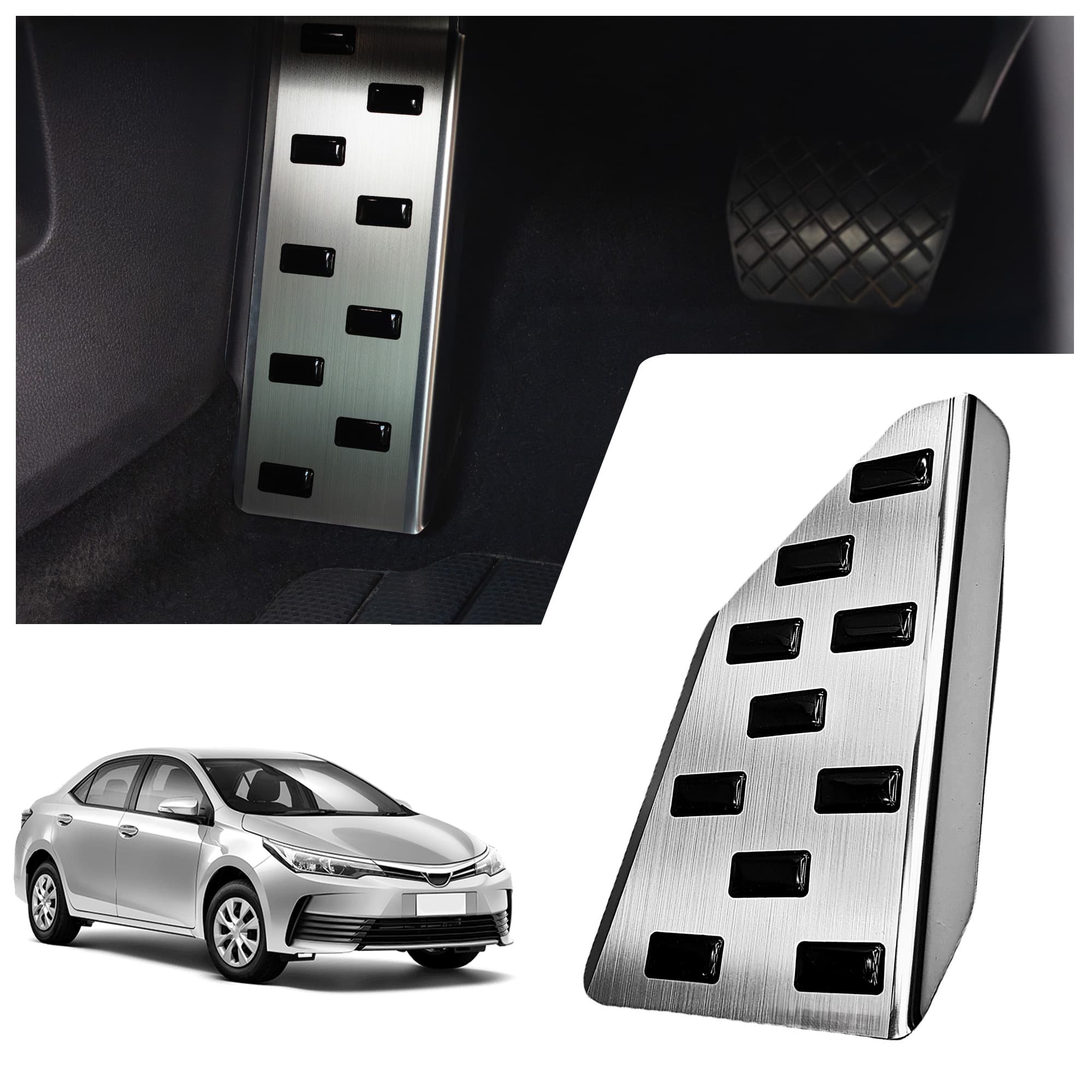 Footrest plate — Black | Silver, Stainless steel, Brushed