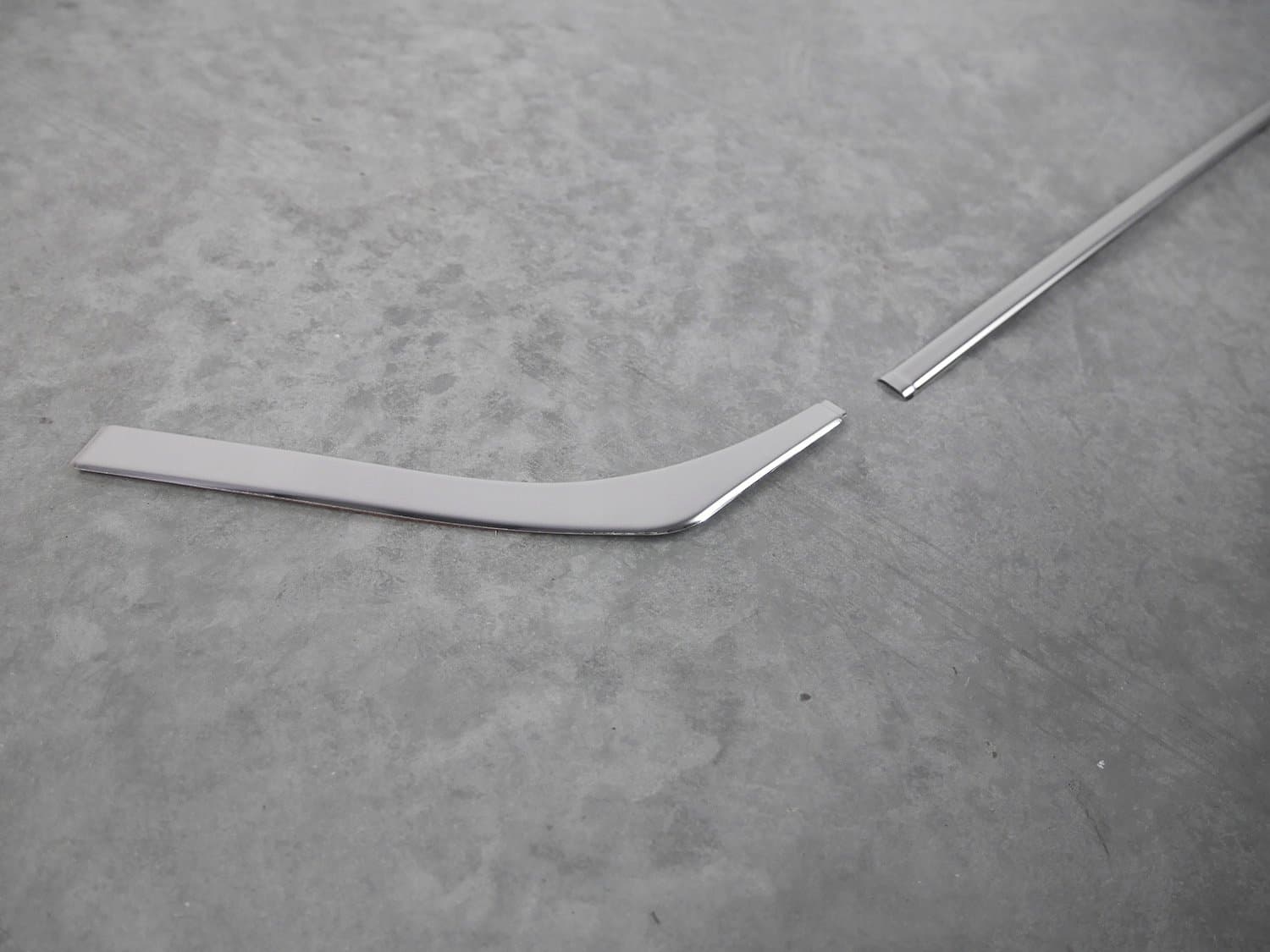 Front bumper grille trims — Chrome, Stainless steel, Polished