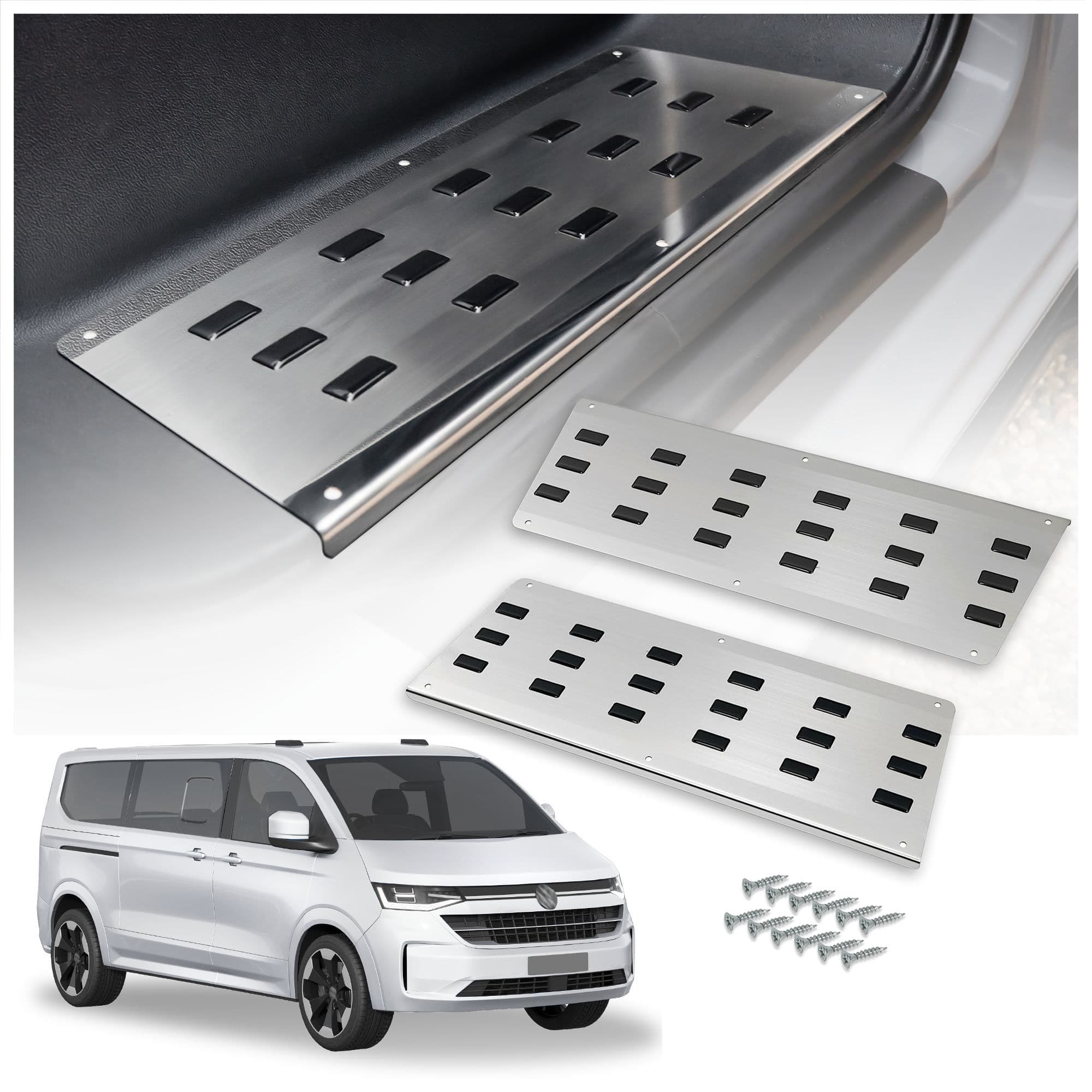Covers for front interior steps — Black | Silver, Stainless steel, Polished