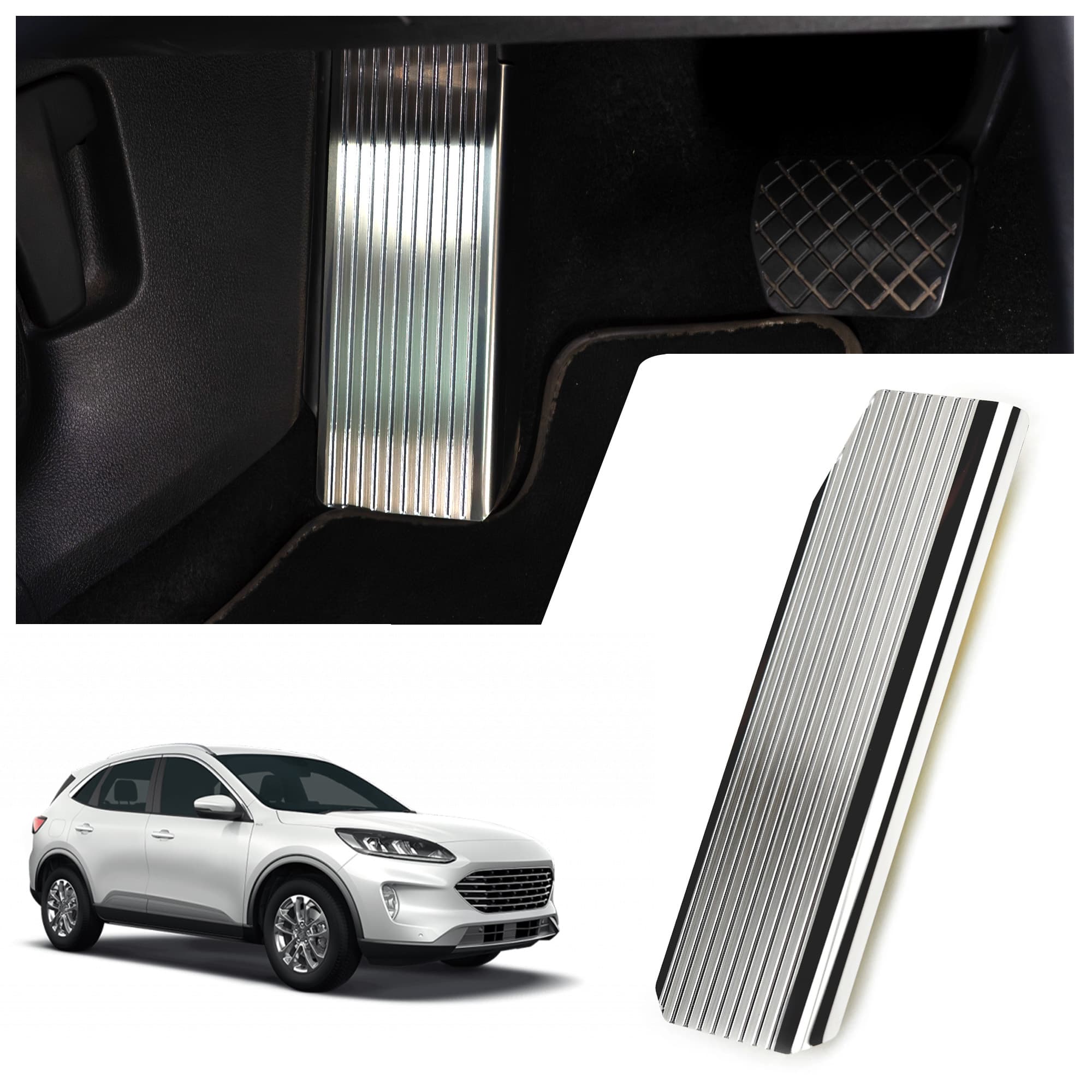 Footrest plate — Silver, Stainless steel, Brushed