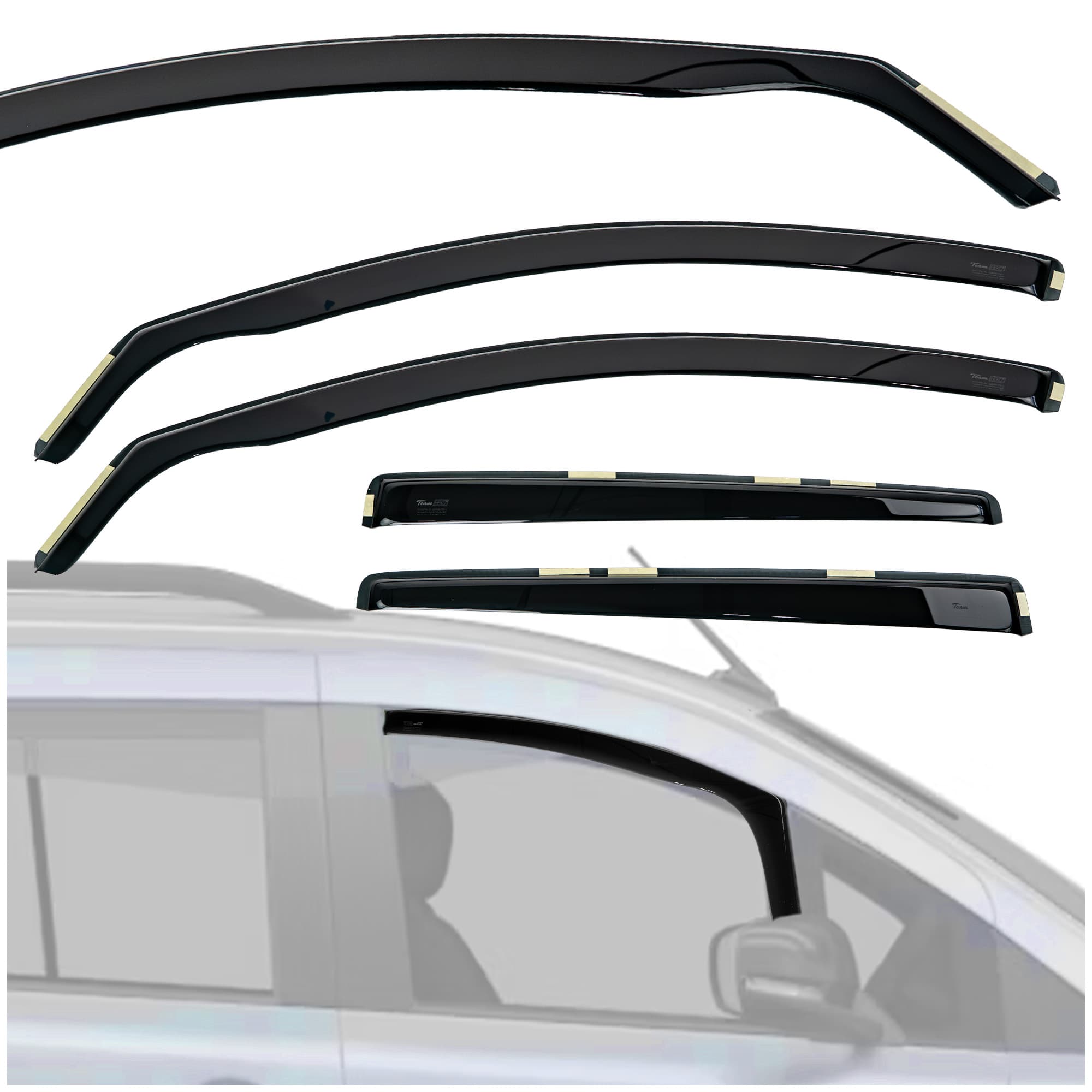 Side window deflectors — Translucent black smoked, Plastic, Shiny