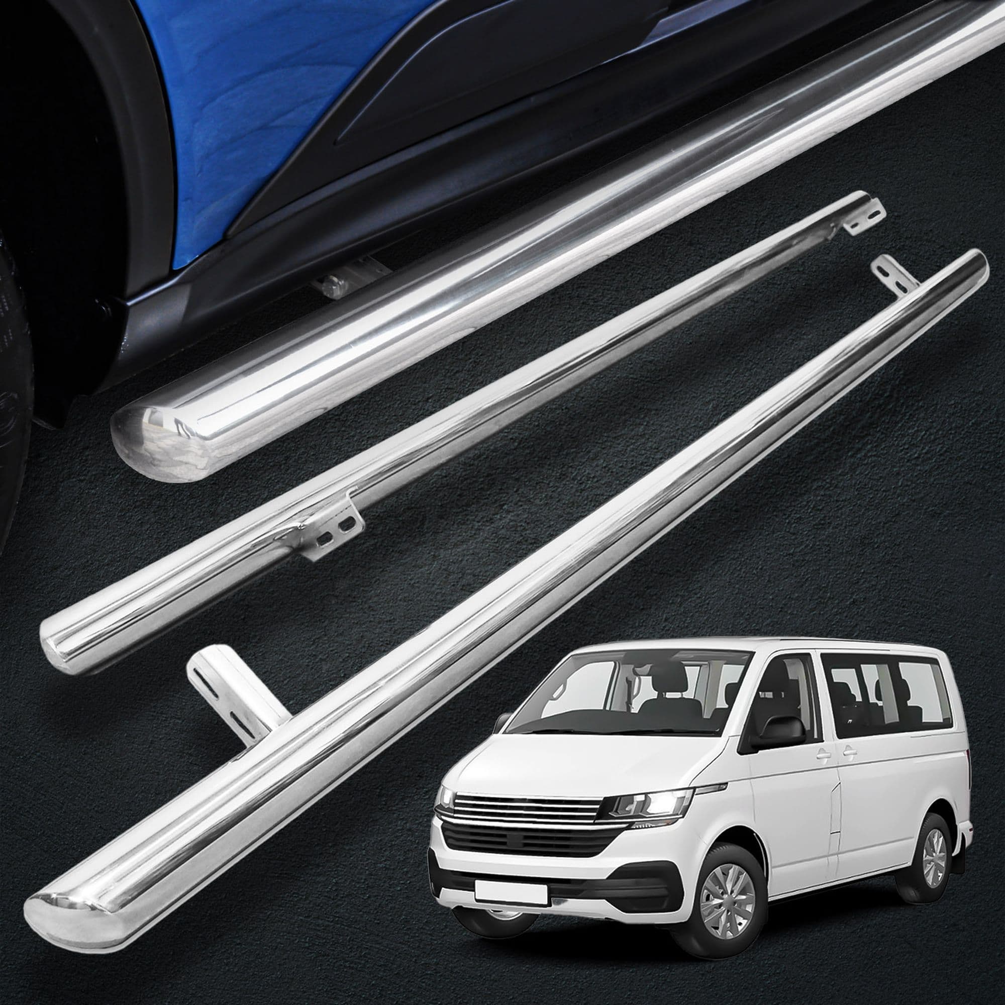 Side bars BB012 — Chrome, Steel, Polished