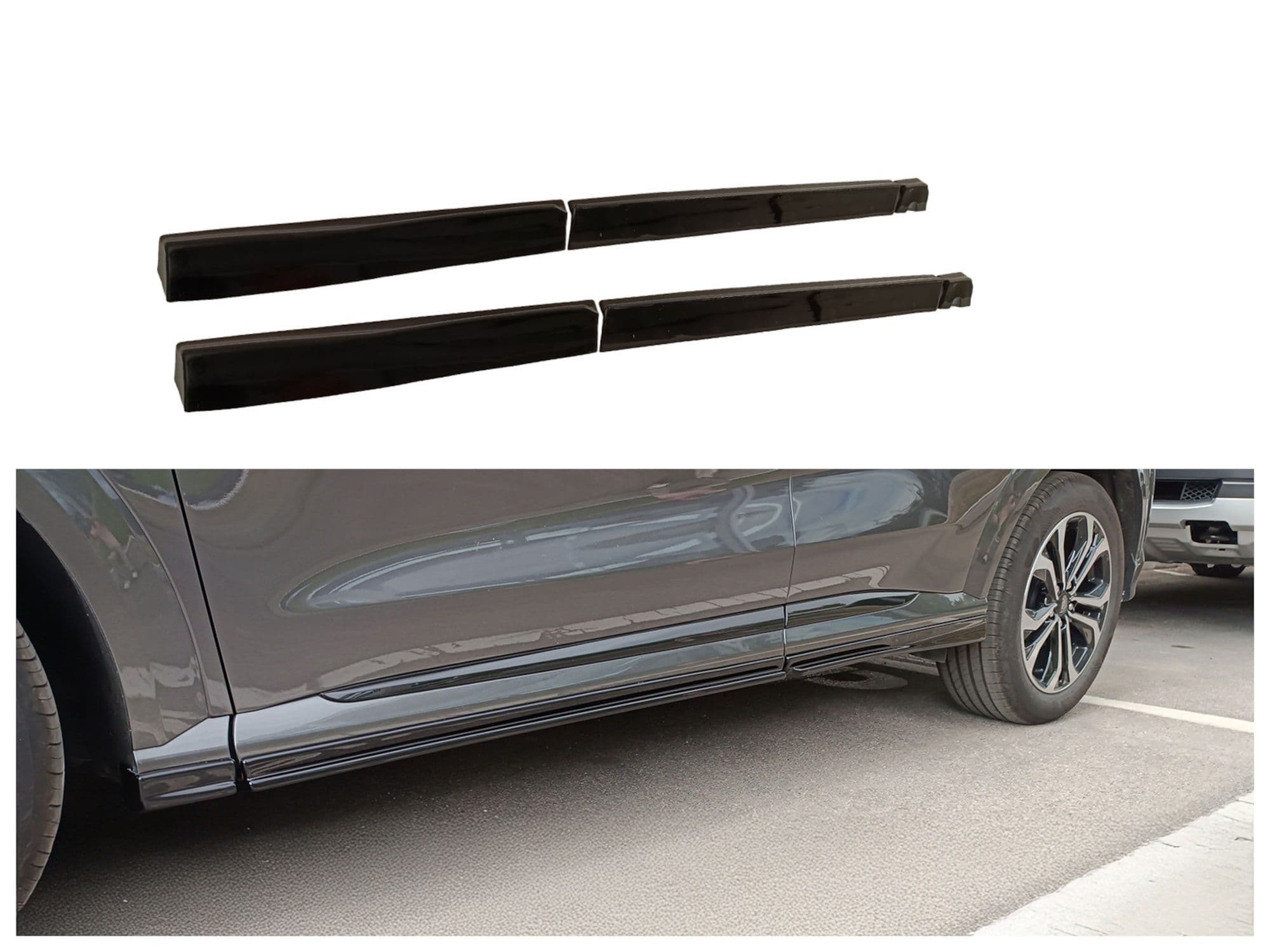 Side skirt extensions — Black, ABS plastic, Shiny
