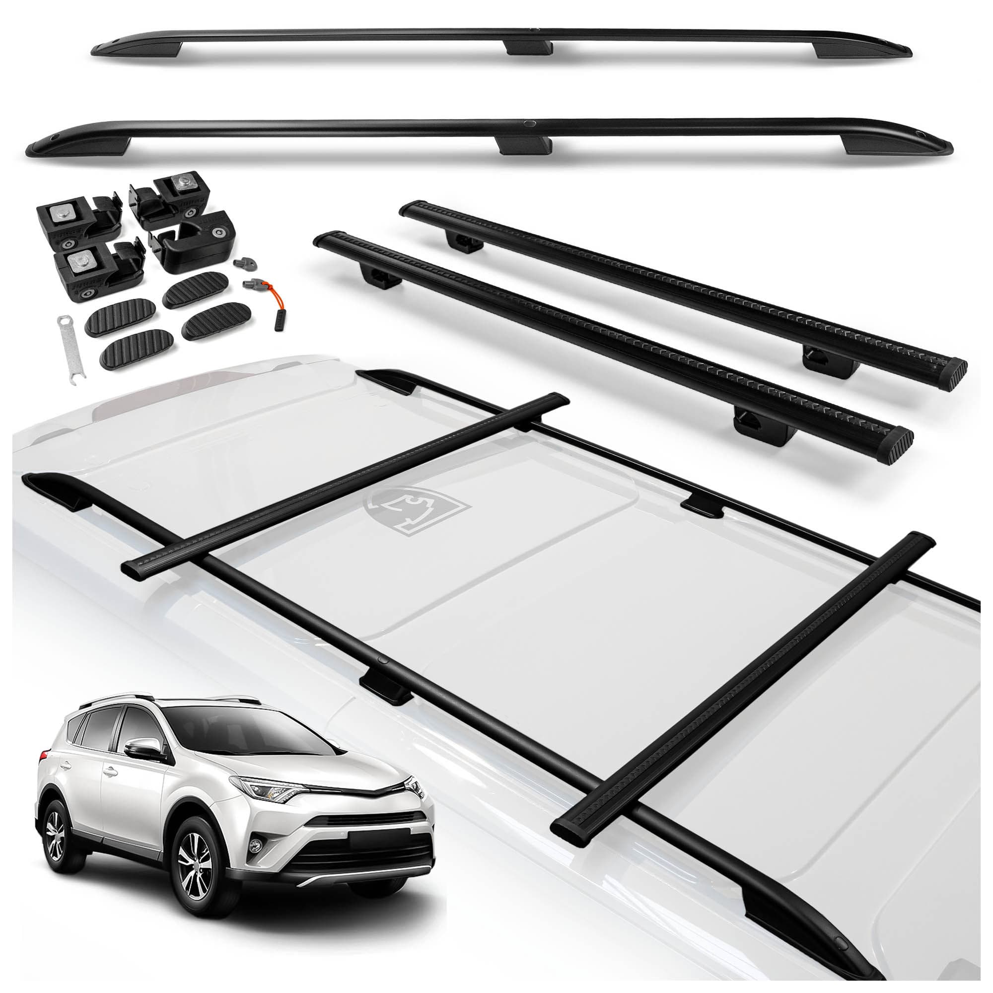 Roof rails with cross bars included SKYPORT — Black, Aluminum | Plastic, Painted