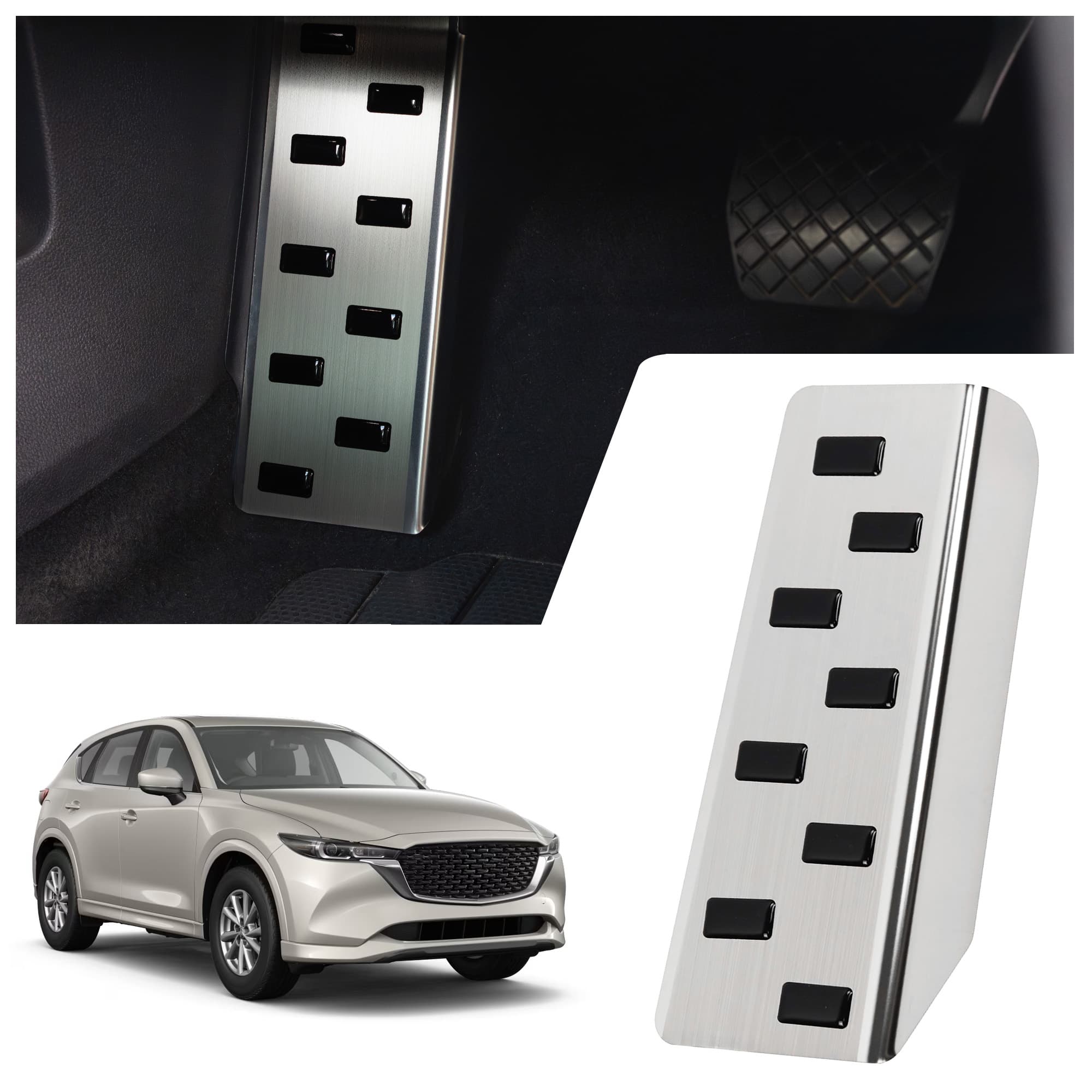 Footrest plate — Black | Silver, Stainless steel, Brushed
