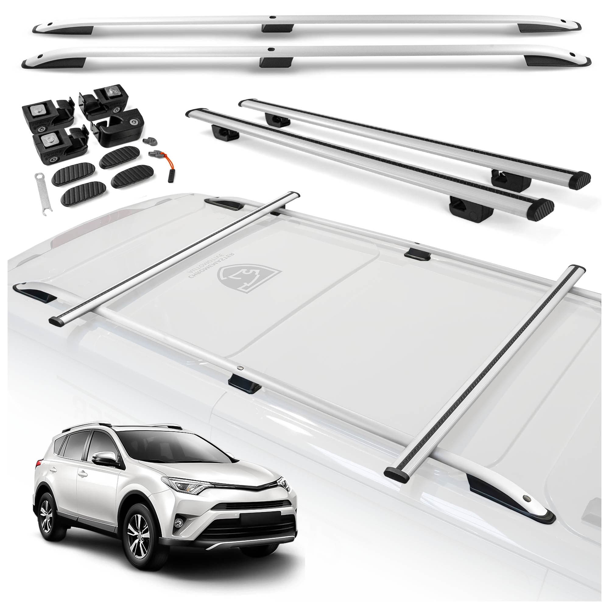 Roof rails with cross bars included SKYPORT — Silver, Aluminum | Plastic, Painted