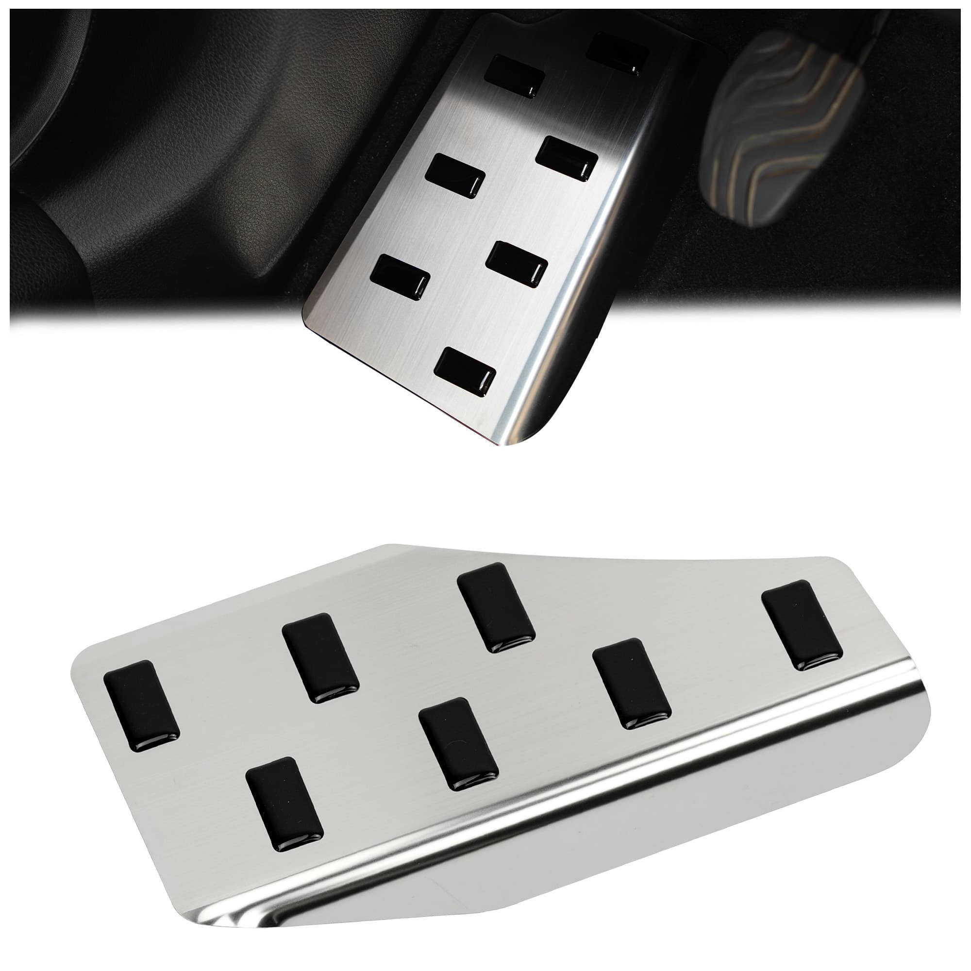 Footrest plate — Black | Silver, Stainless steel, Brushed