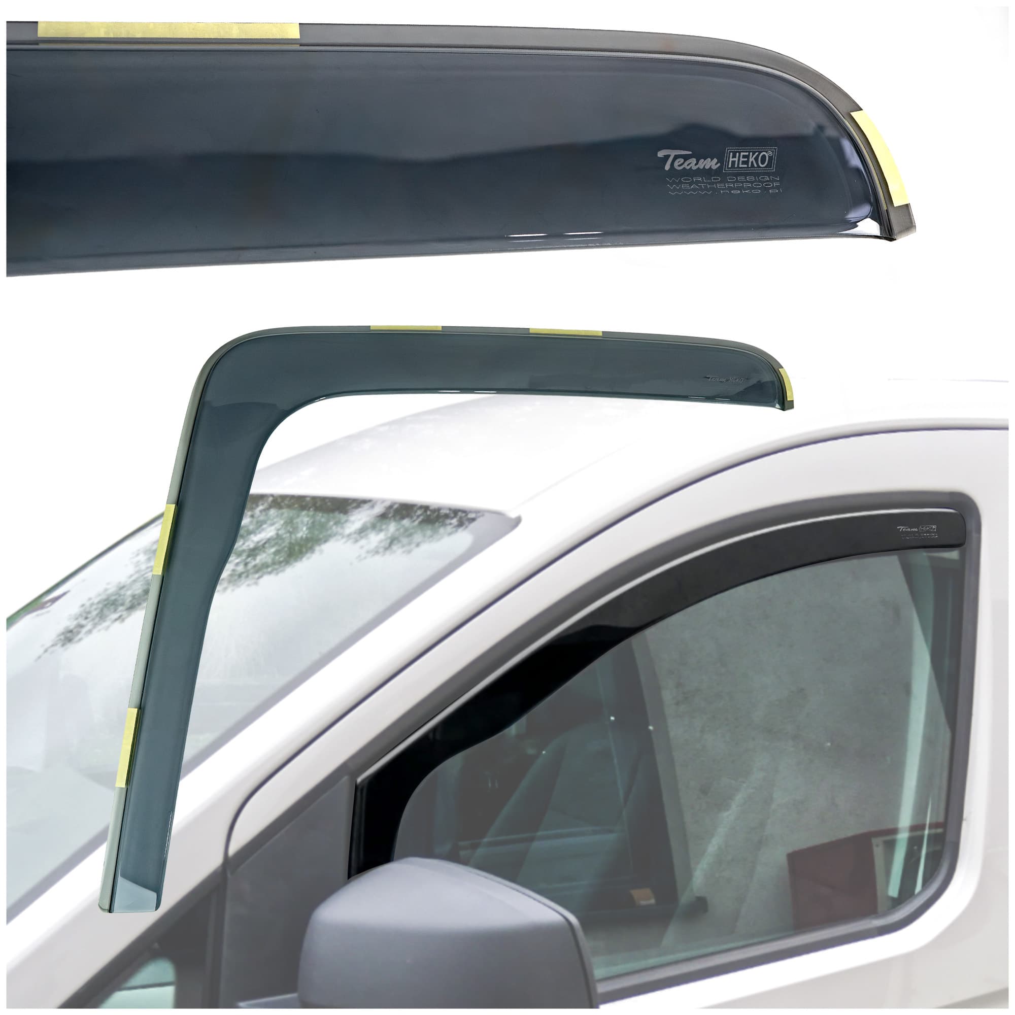Side window deflectors — Translucent black smoked, Plastic, Shiny