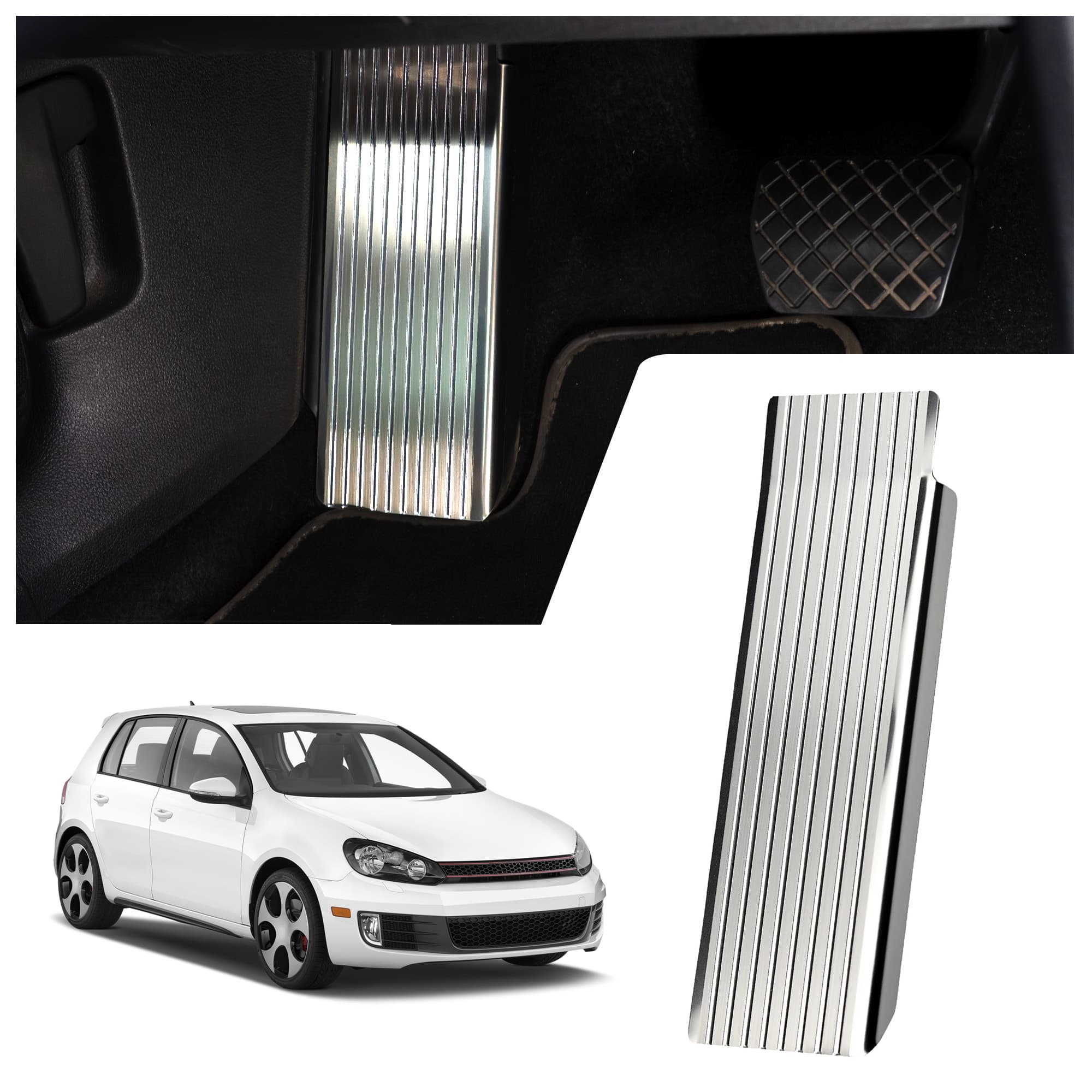 Footrest plate — Silver, Stainless steel, Brushed