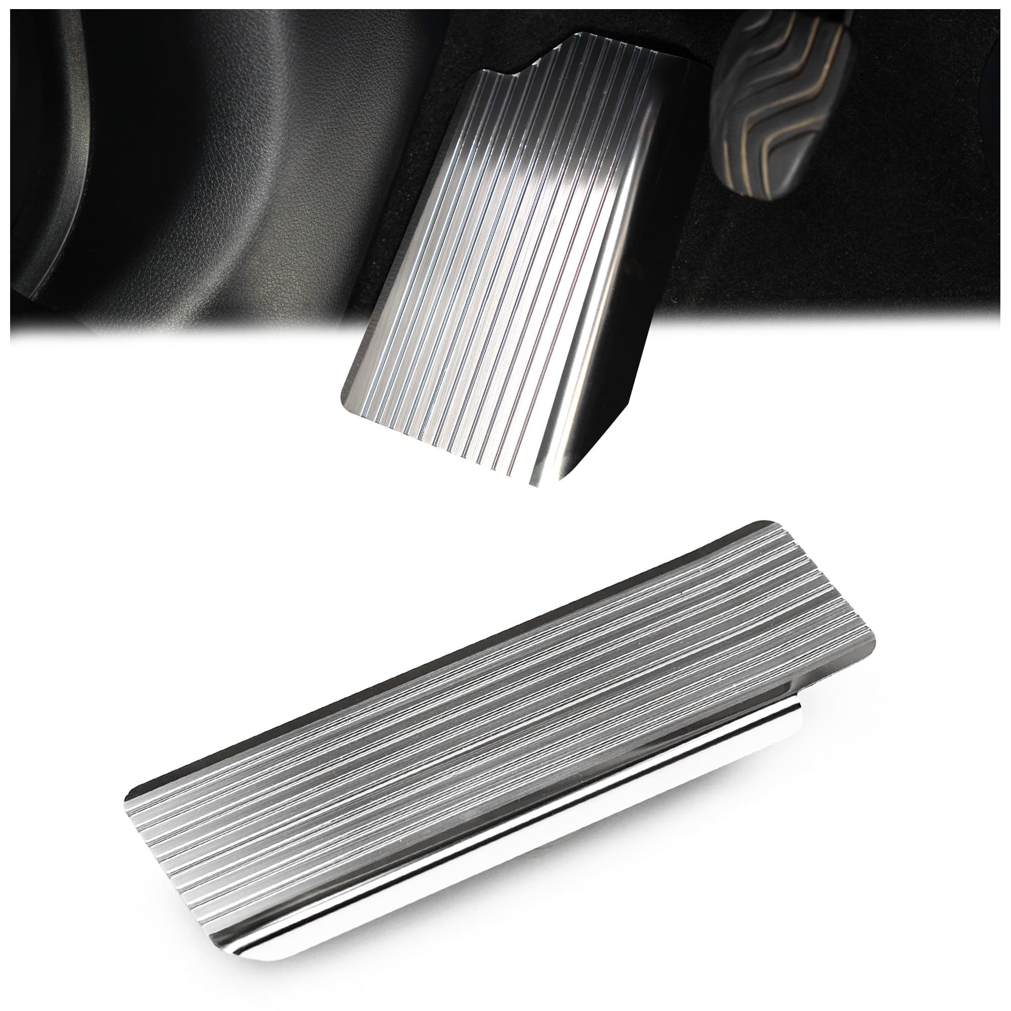 Footrest plate — Silver, Stainless steel, Brushed