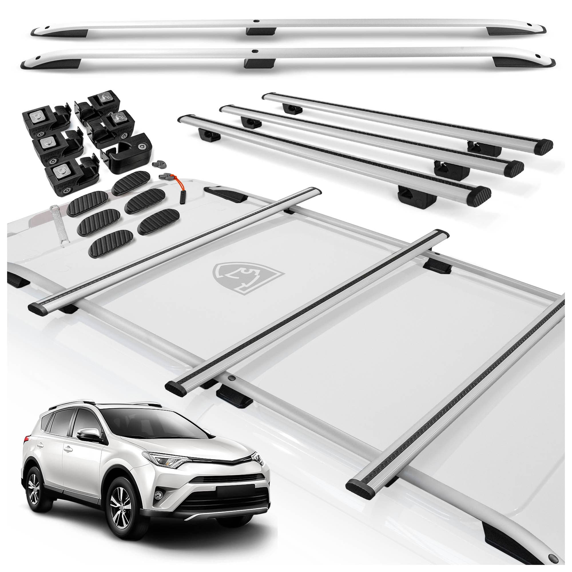 Roof rails with cross bars included SKYPORT — Silver, Aluminum | Plastic, Painted