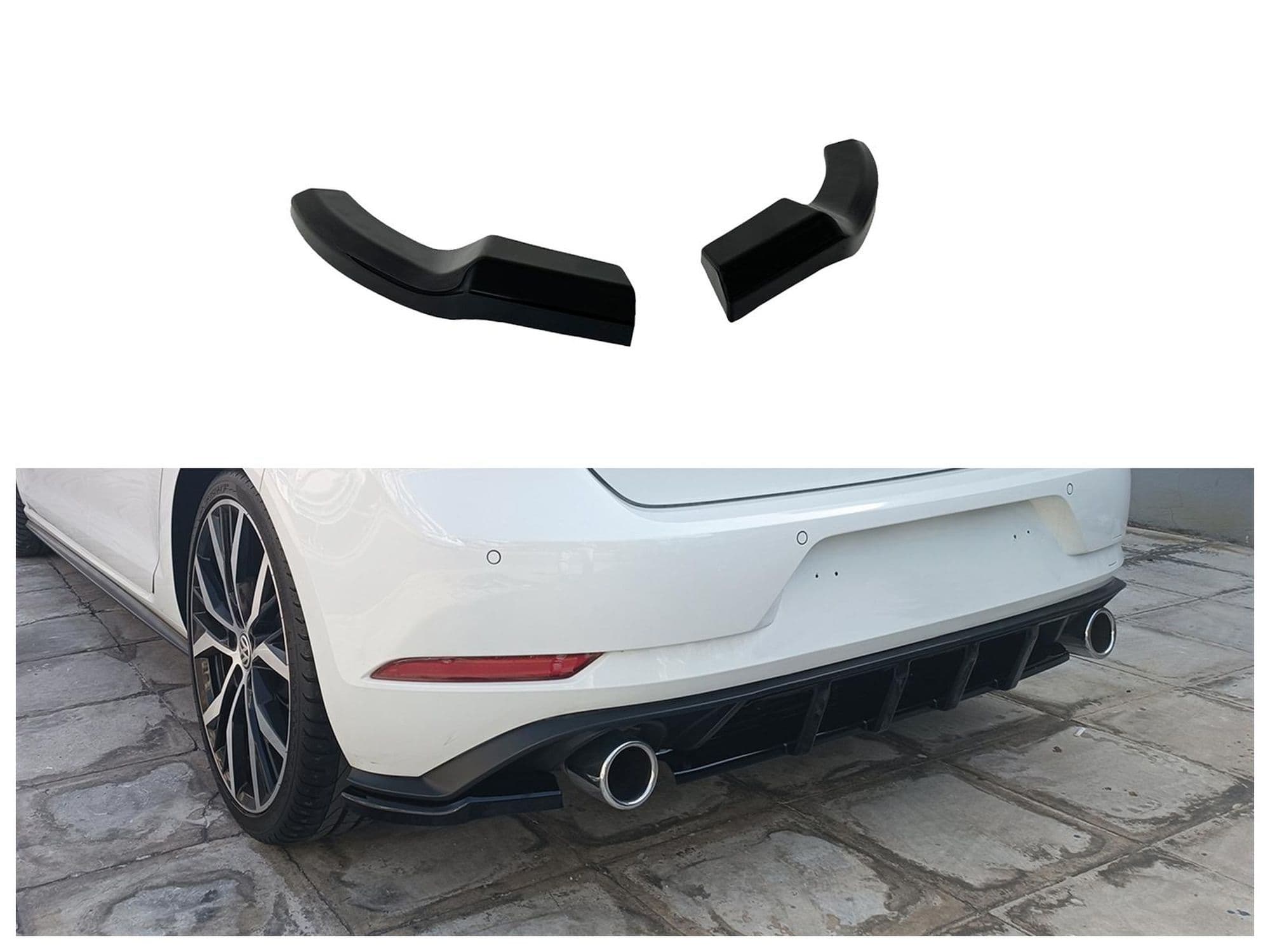 Rear bumper lip — Black, ABS plastic, Shiny