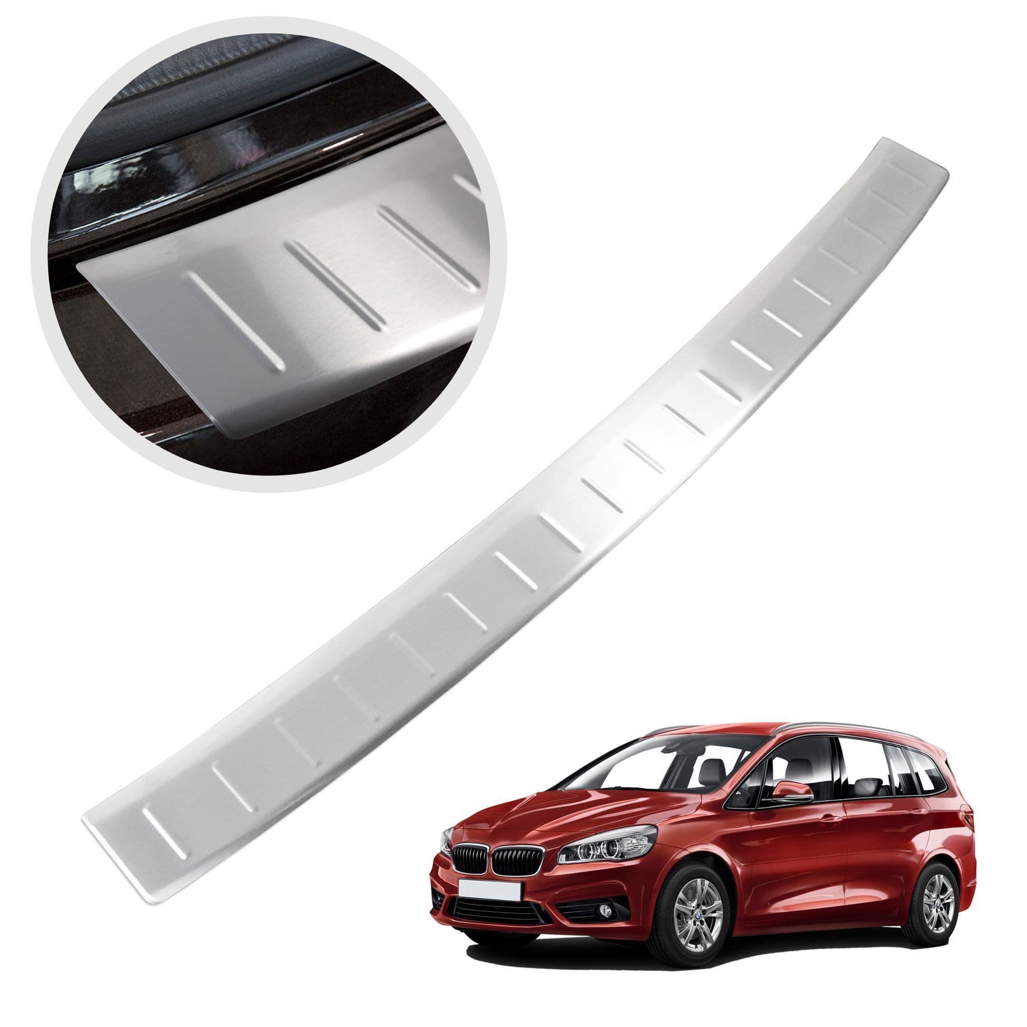 Rear bumper trim — Silver, Stainless steel, Brushed
