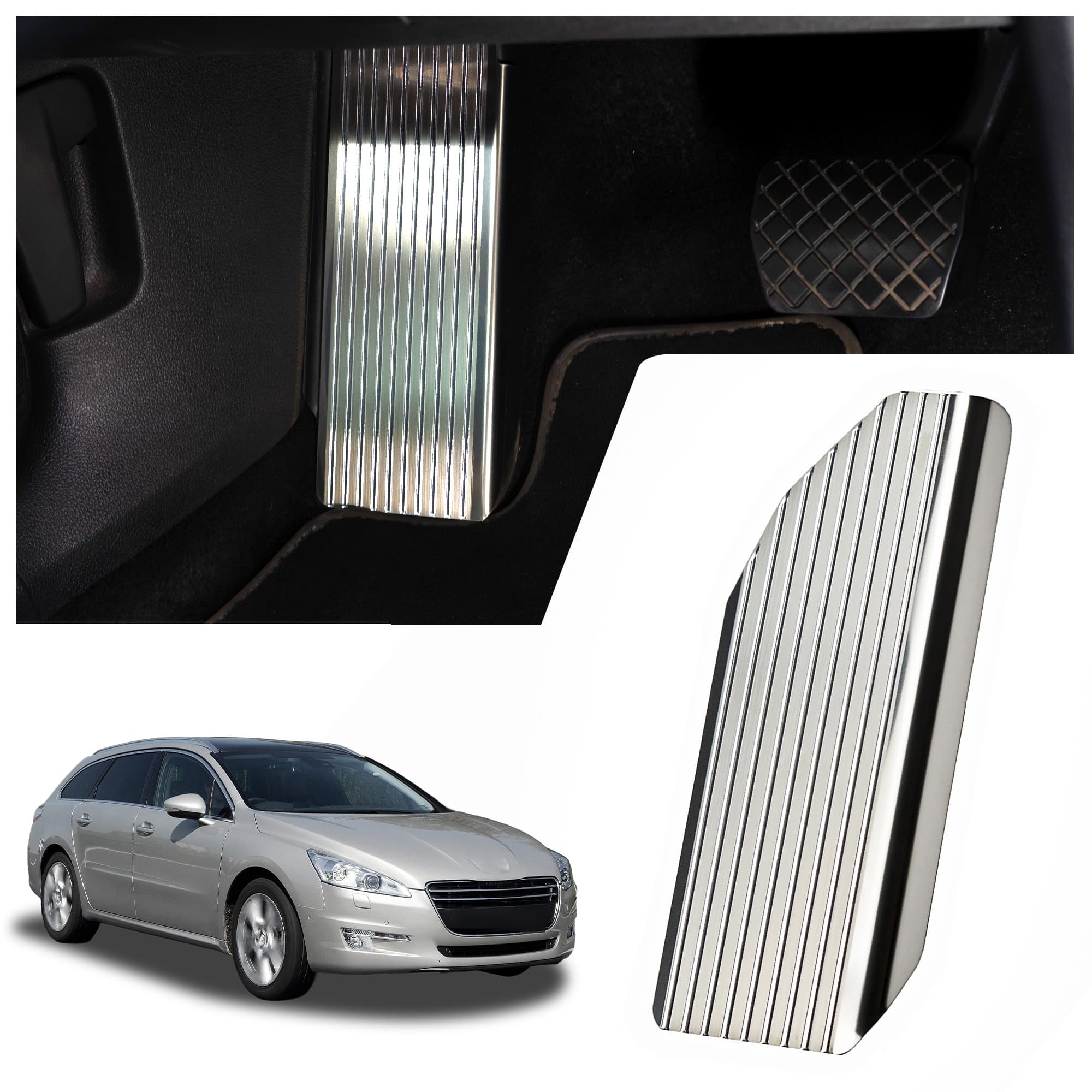 Footrest plate — Silver, Stainless steel, Brushed