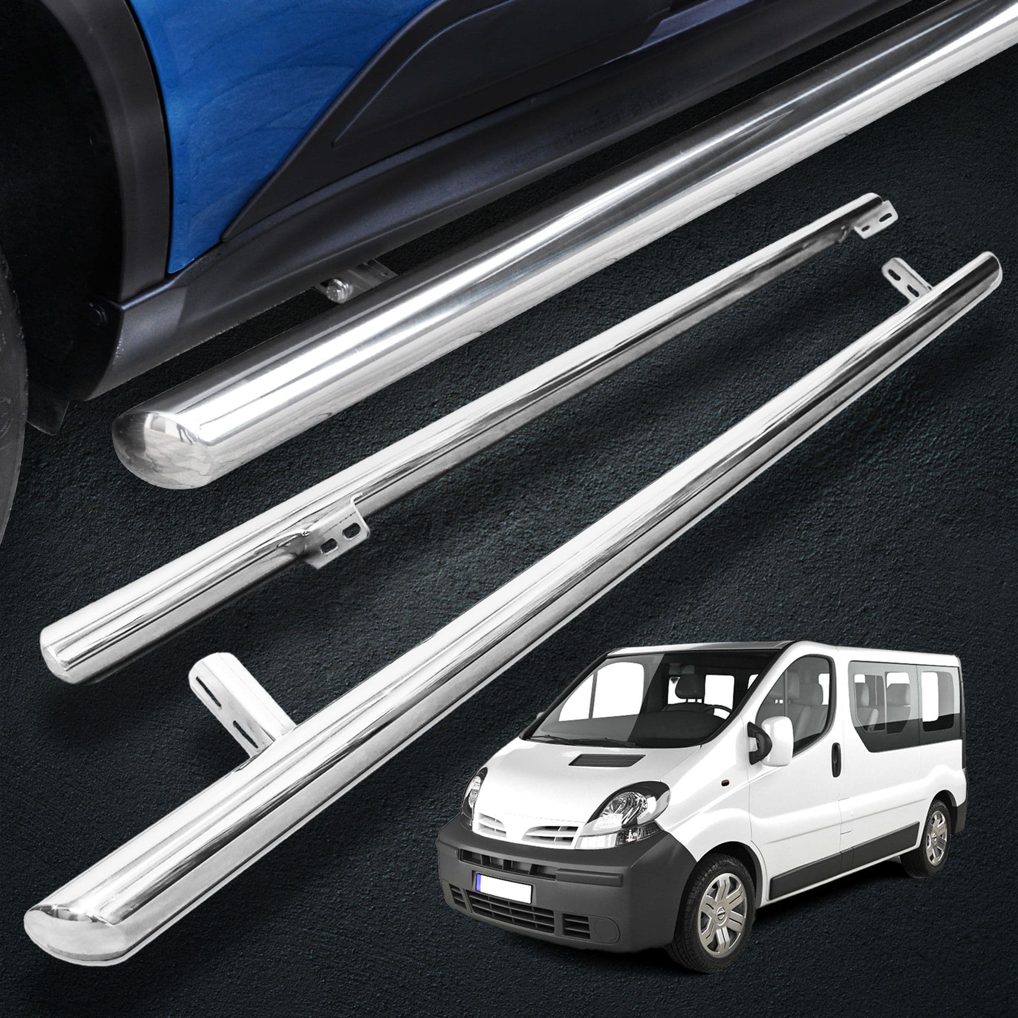 Side bars BB012 — Chrome, Steel, Polished