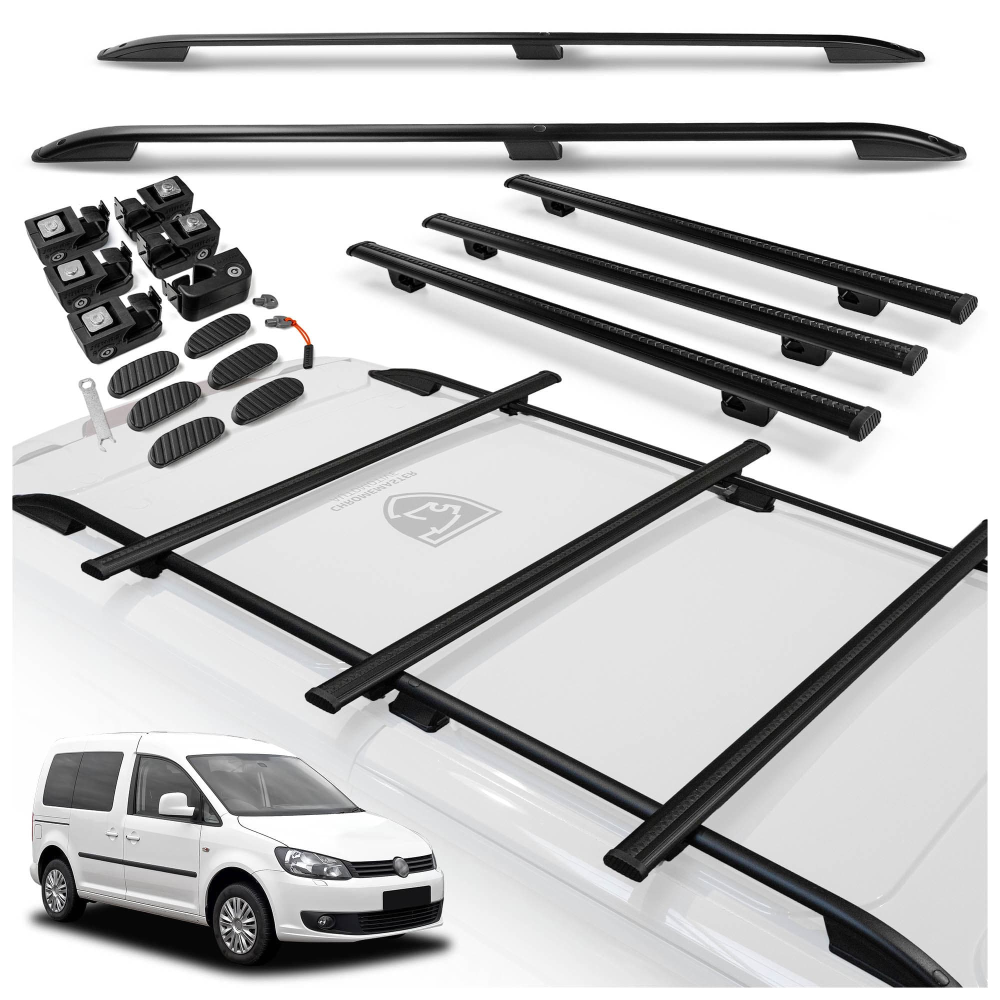 Roof rails with cross bars included SKYPORT — Black, Aluminum | Plastic, Painted