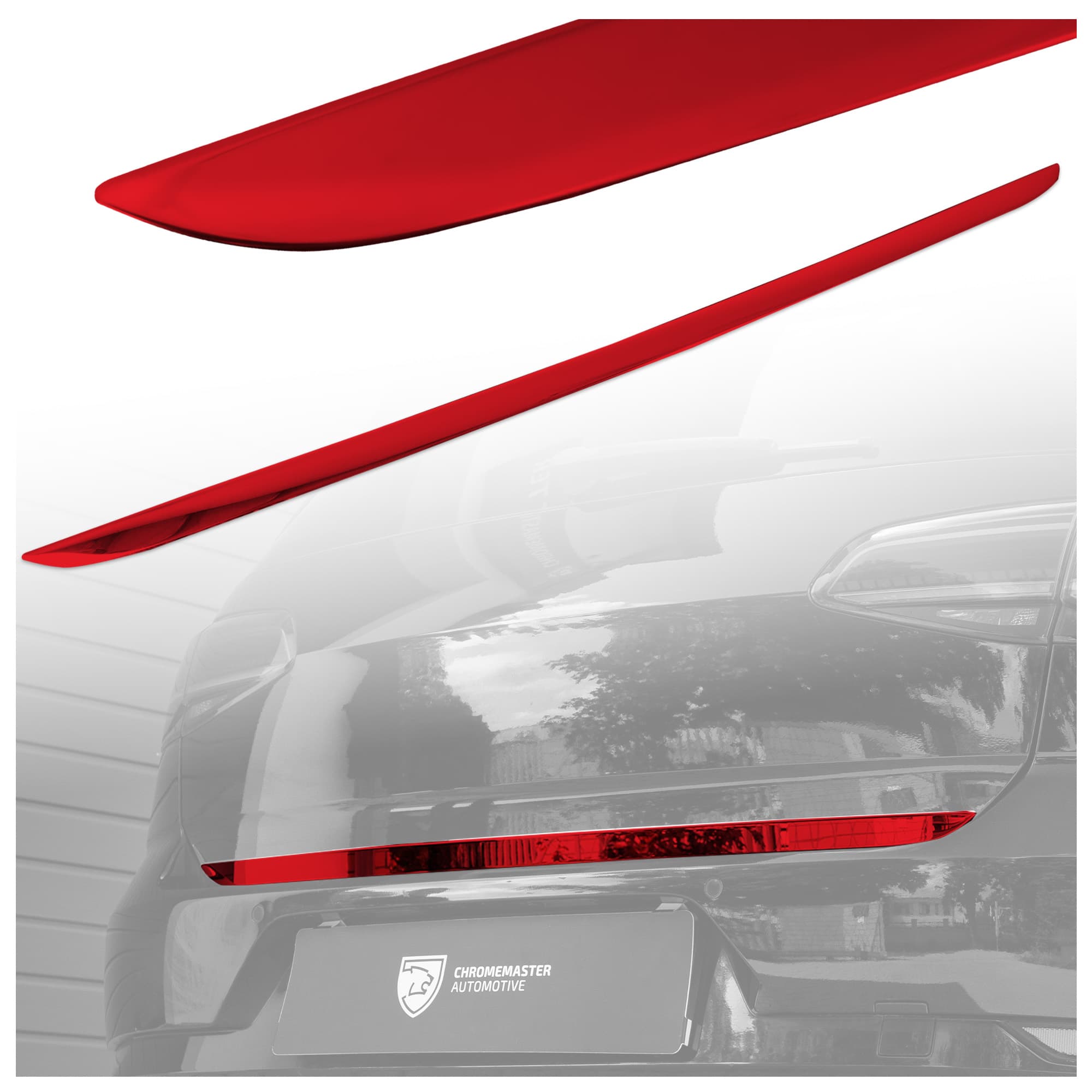Rear tailgate edge trim — Red, Stainless steel, Painted