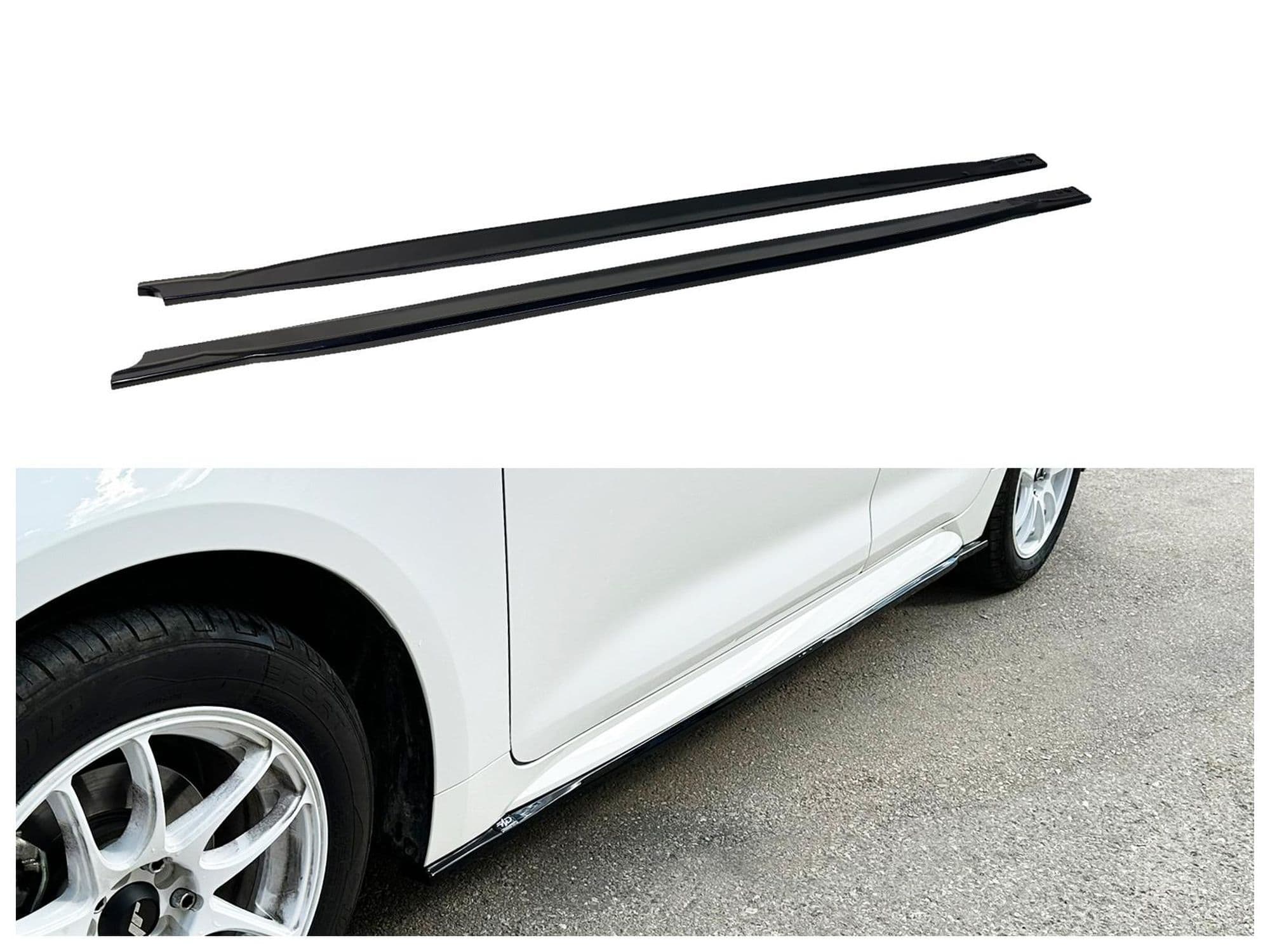 Side skirt extensions — Black, ABS plastic, Shiny