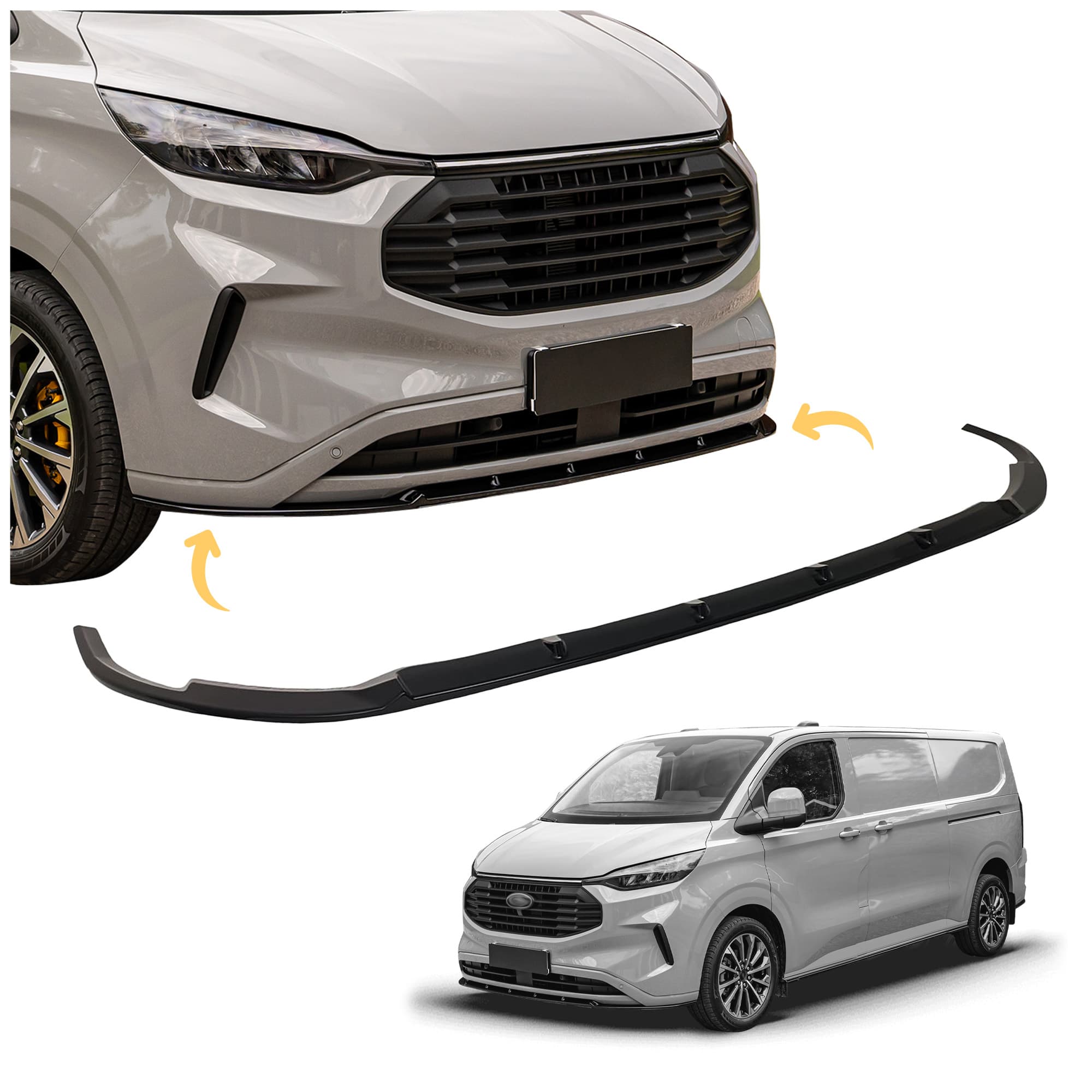 Front splitter — Black, ABS plastic, Shiny