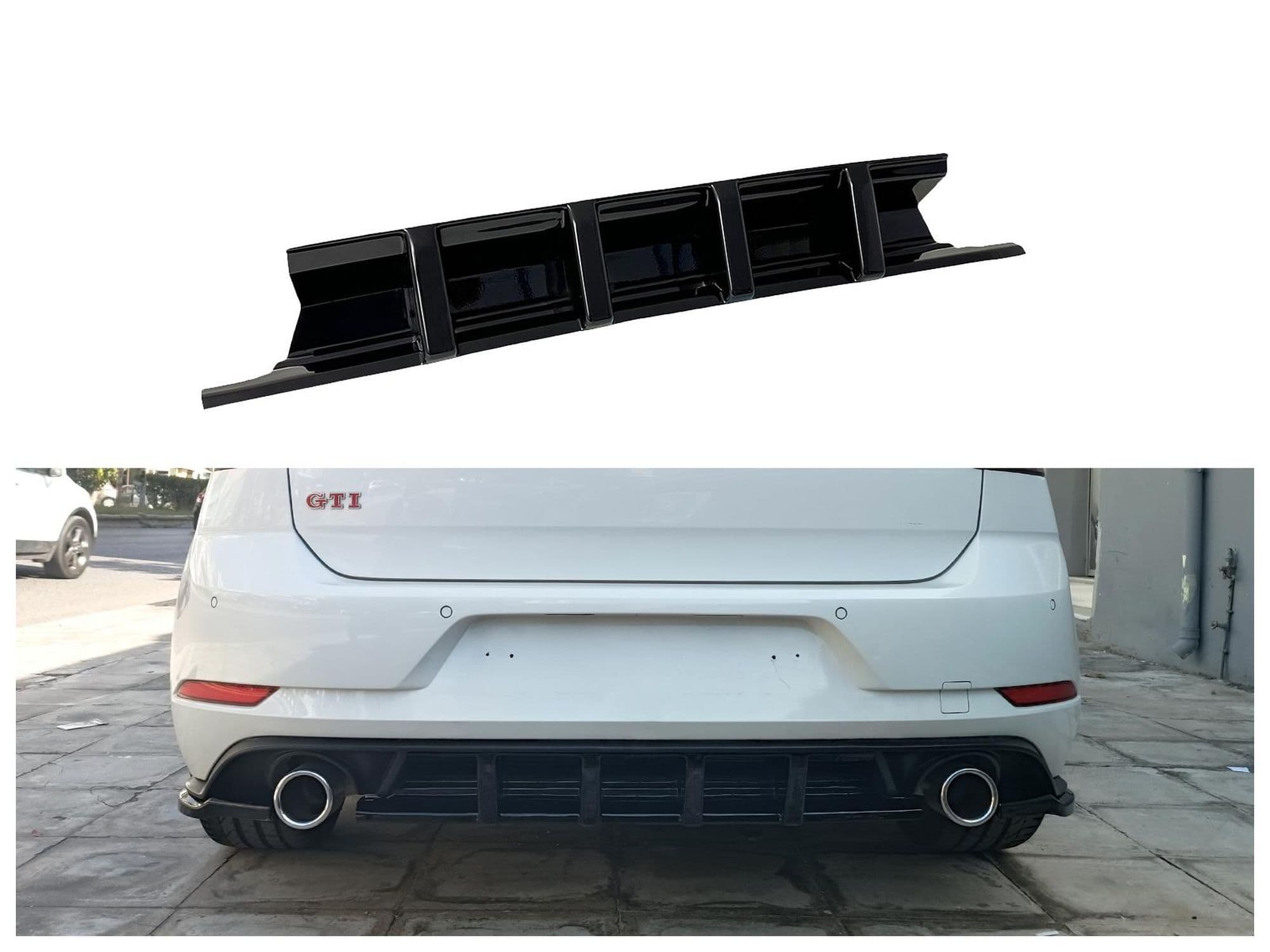 Rear bumper lip — Black, ABS plastic, Shiny