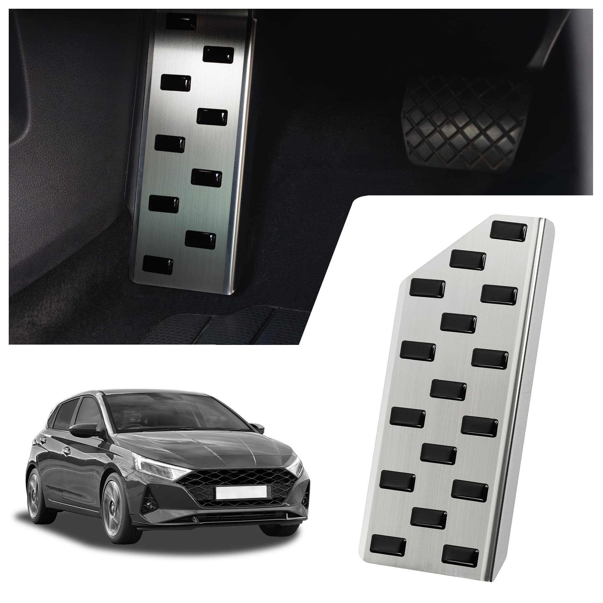 Footrest plate — Black | Silver, Stainless steel, Brushed