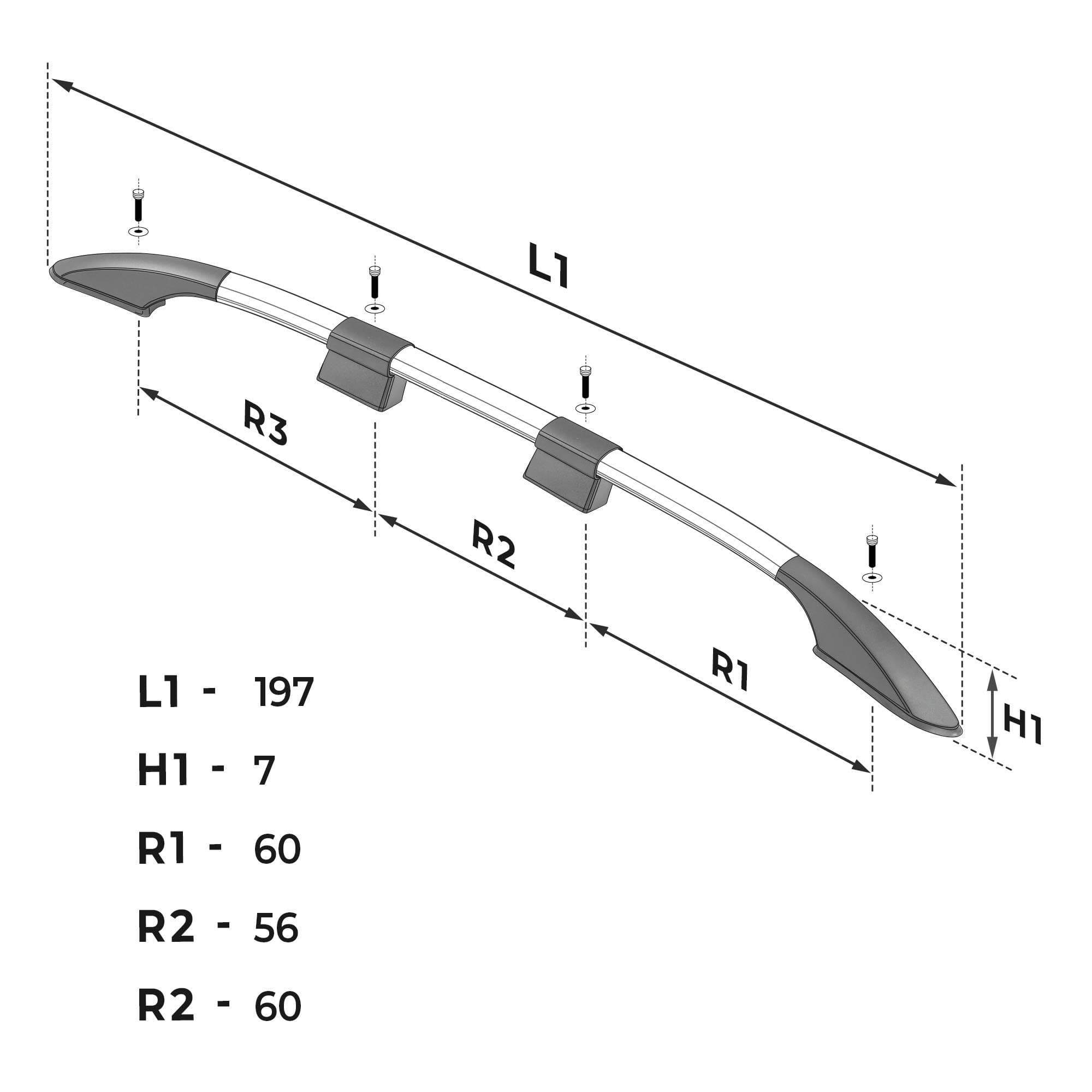 Roof rails Solid — Silver, Aluminum | Plastic, Matte