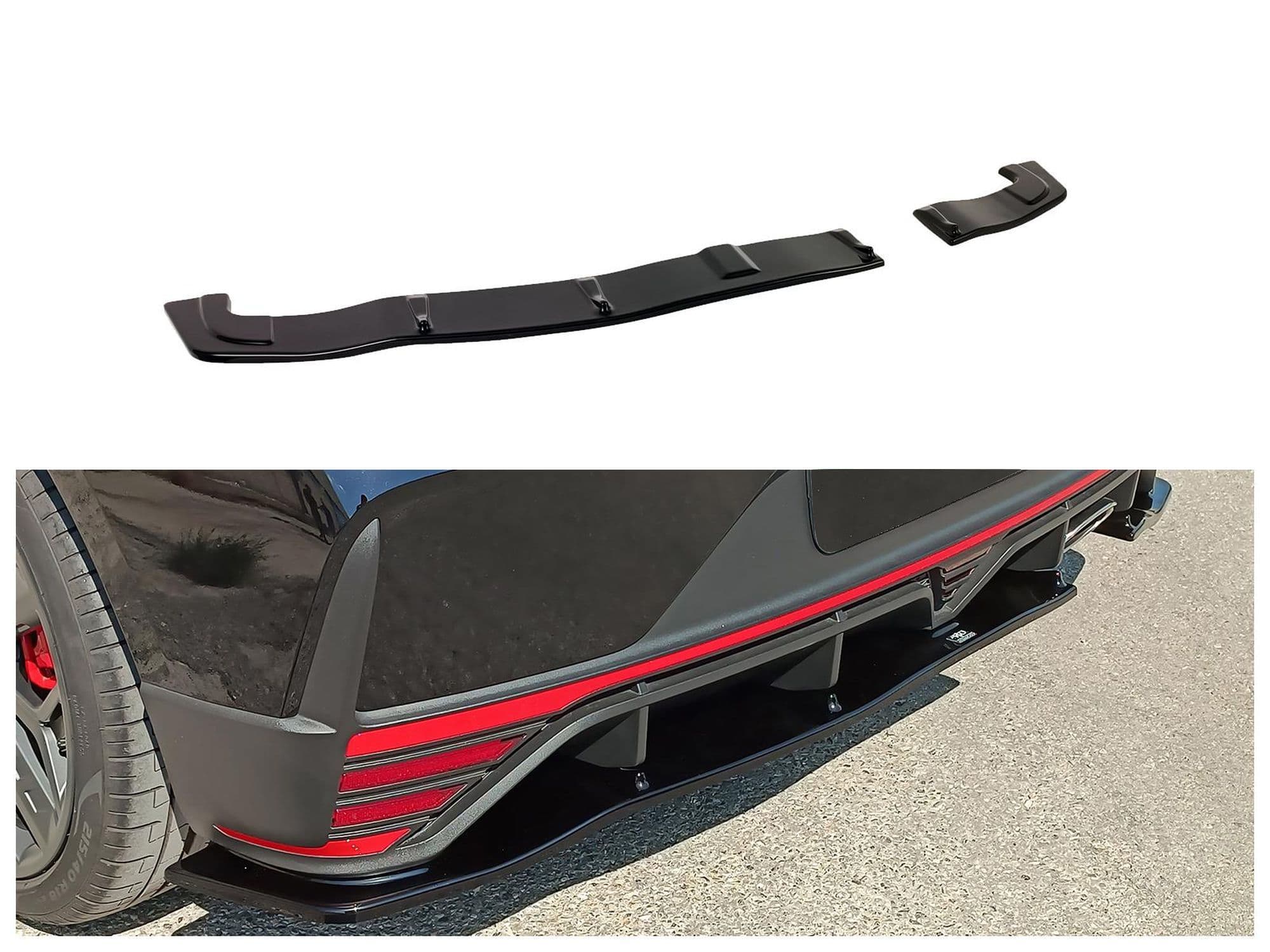Rear bumper lip — Black, ABS plastic, Shiny
