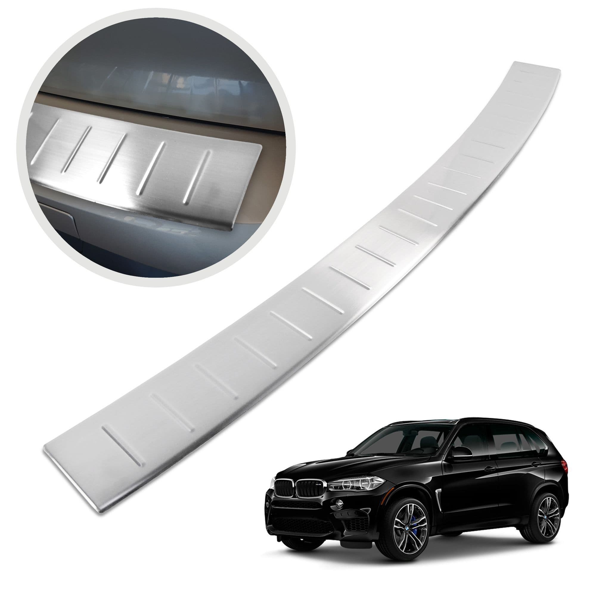 Rear bumper trim — Silver, Stainless steel, Brushed