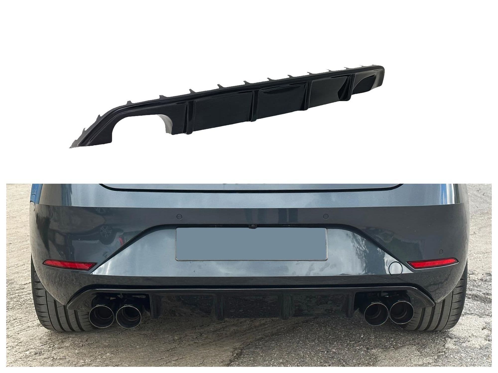 Rear bumper lip — Black, ABS plastic, Shiny