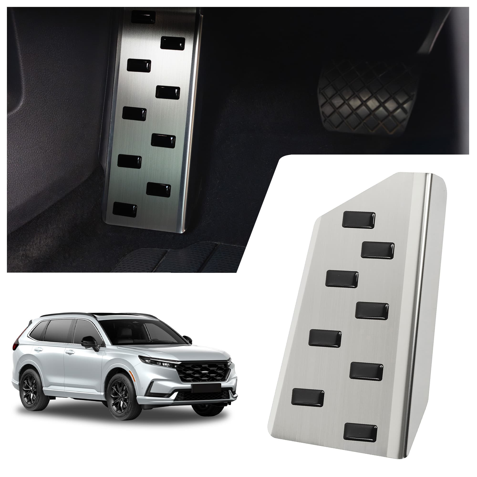 Footrest plate — Black | Silver, Stainless steel, Brushed