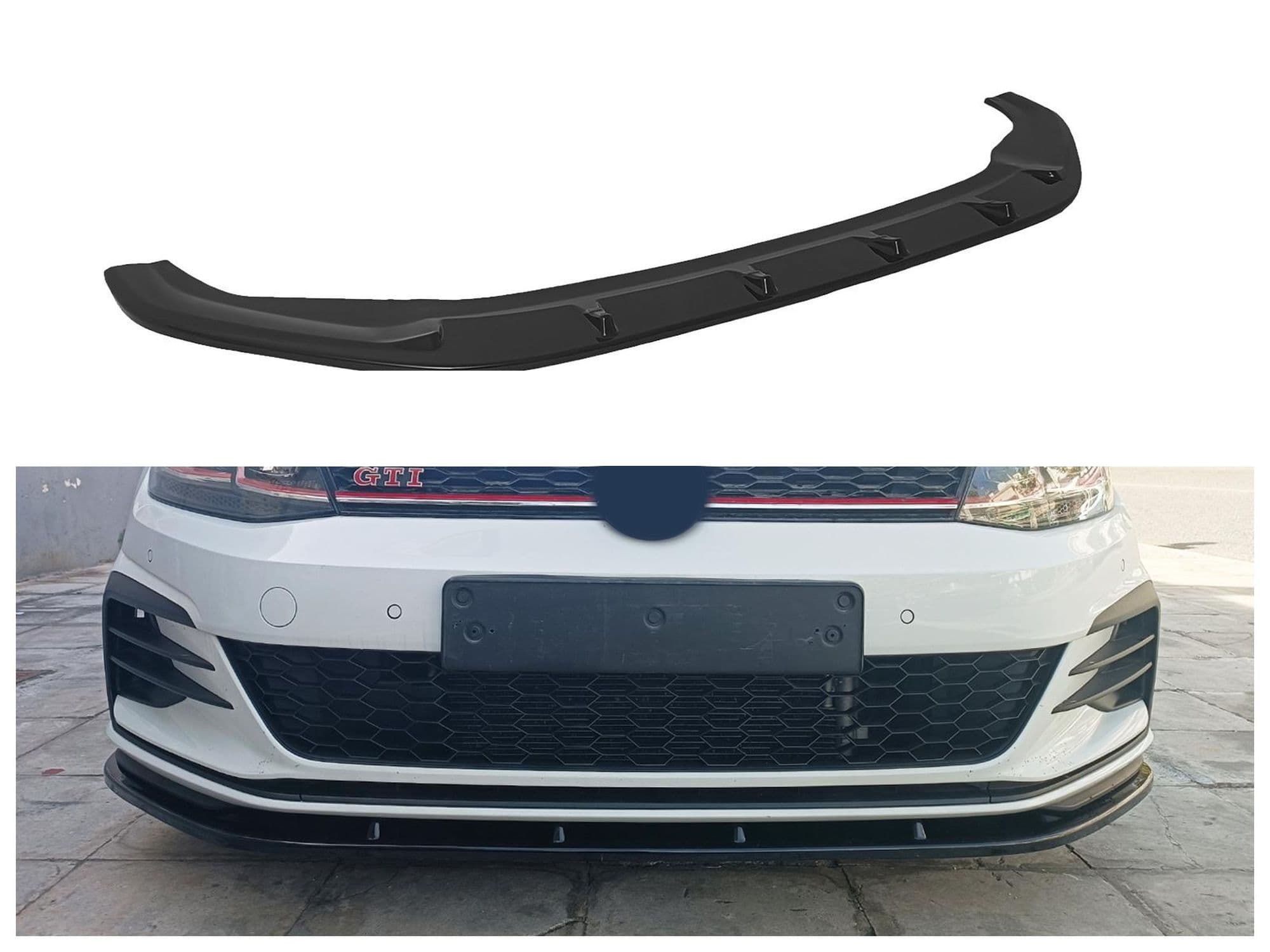 Front splitter — Black, ABS plastic, Shiny
