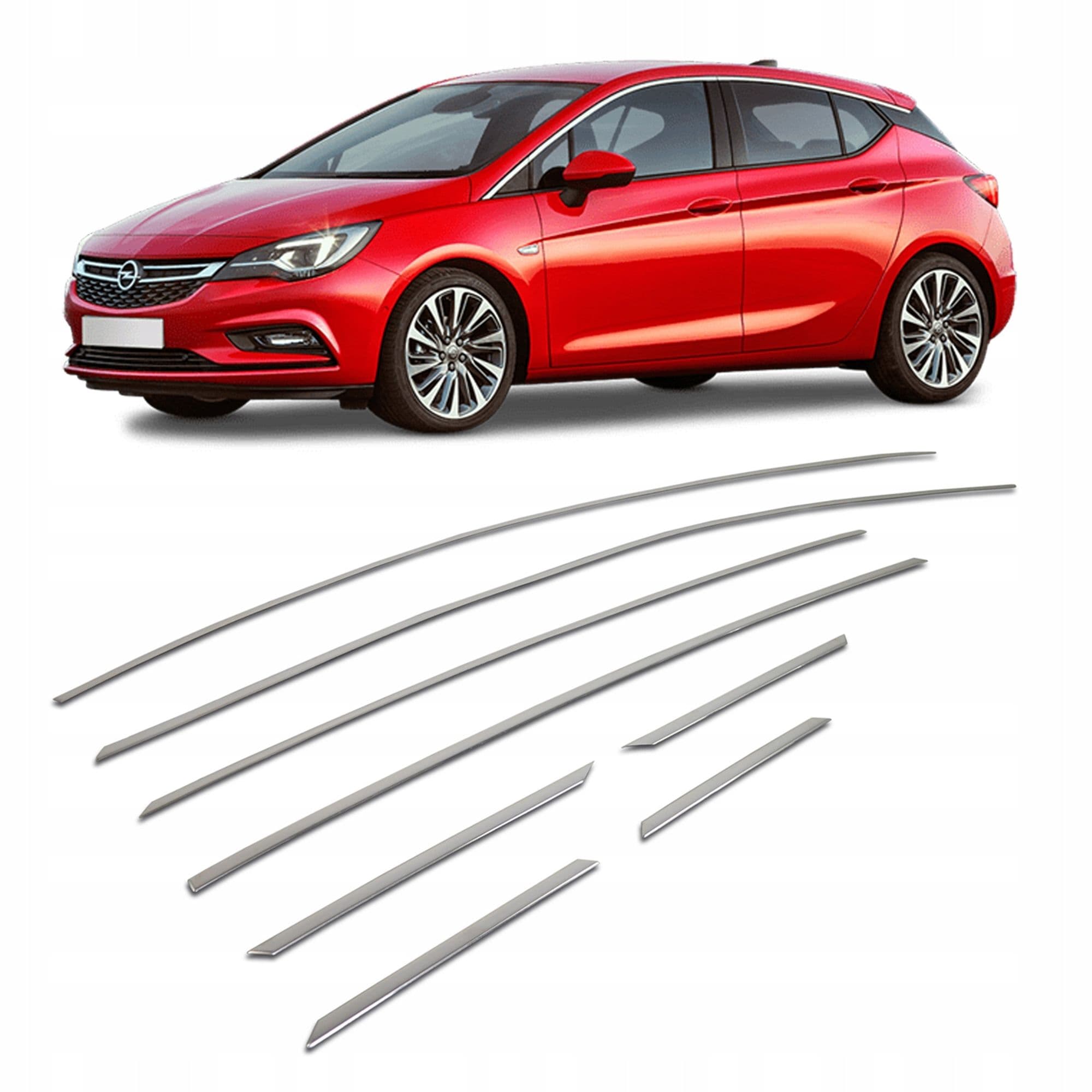 Trims above side windows — Chrome, Stainless steel, Polished