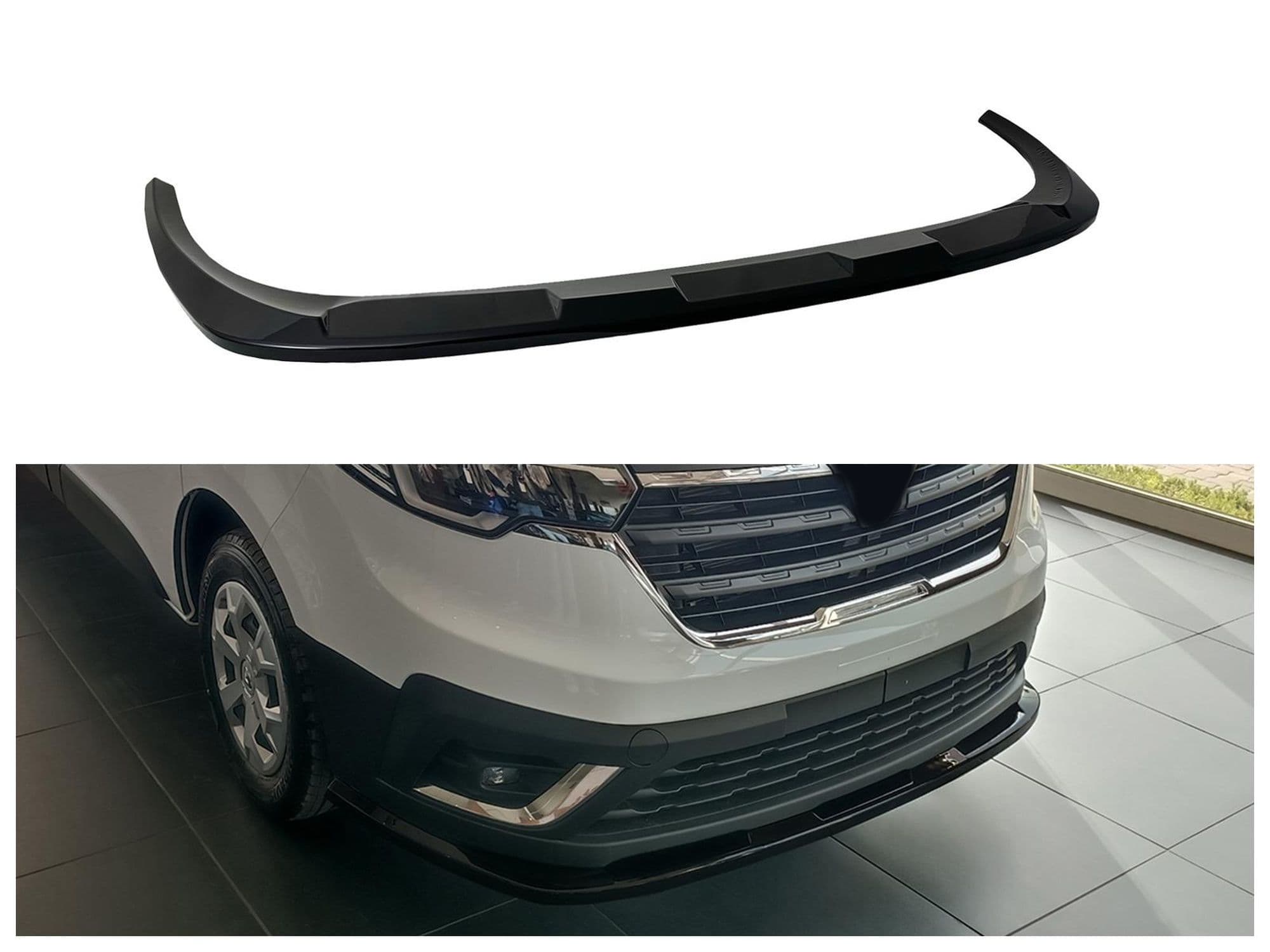 Front splitter — Black, ABS plastic, Shiny