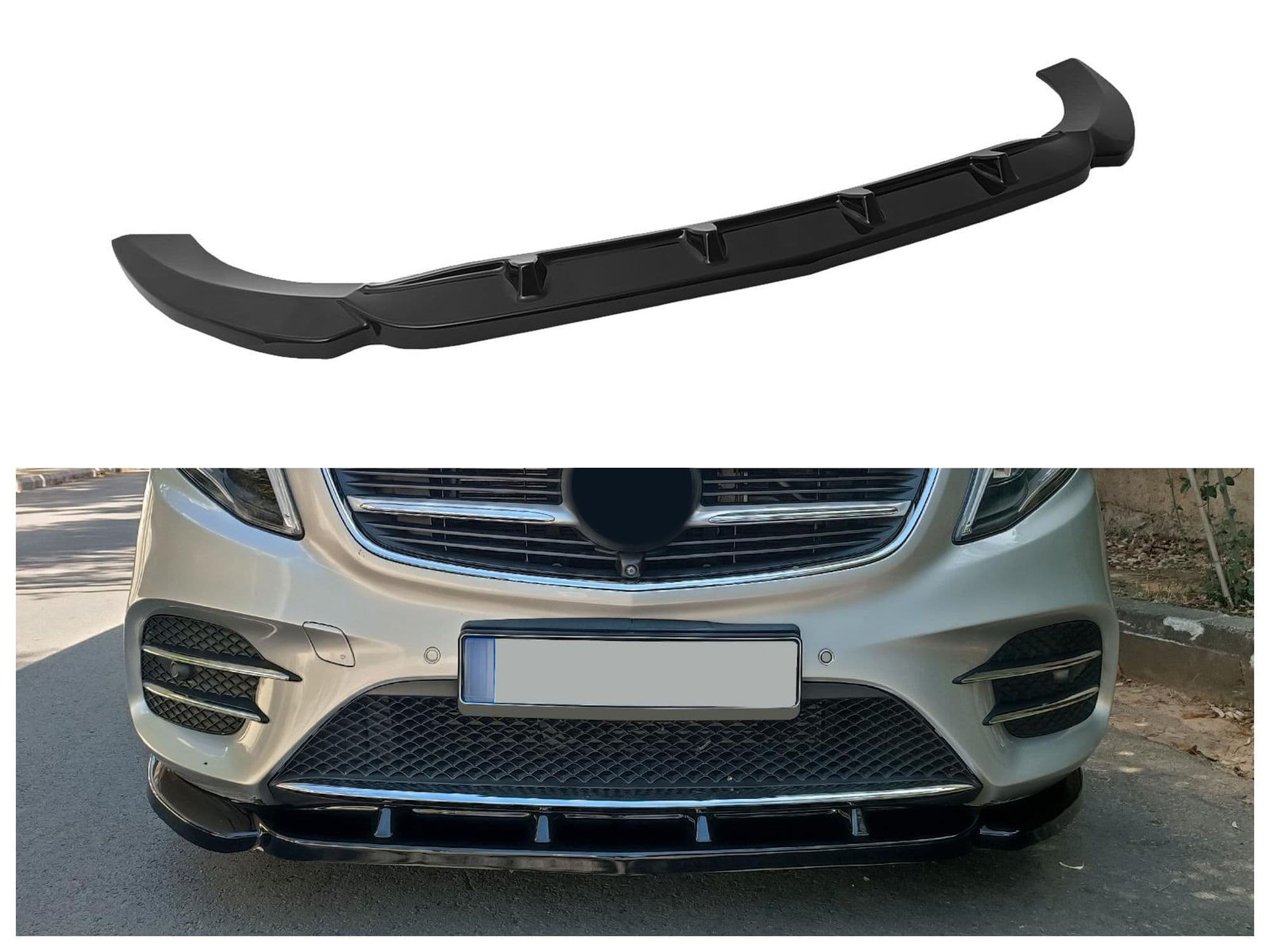 Front splitter — Black, ABS plastic, Shiny