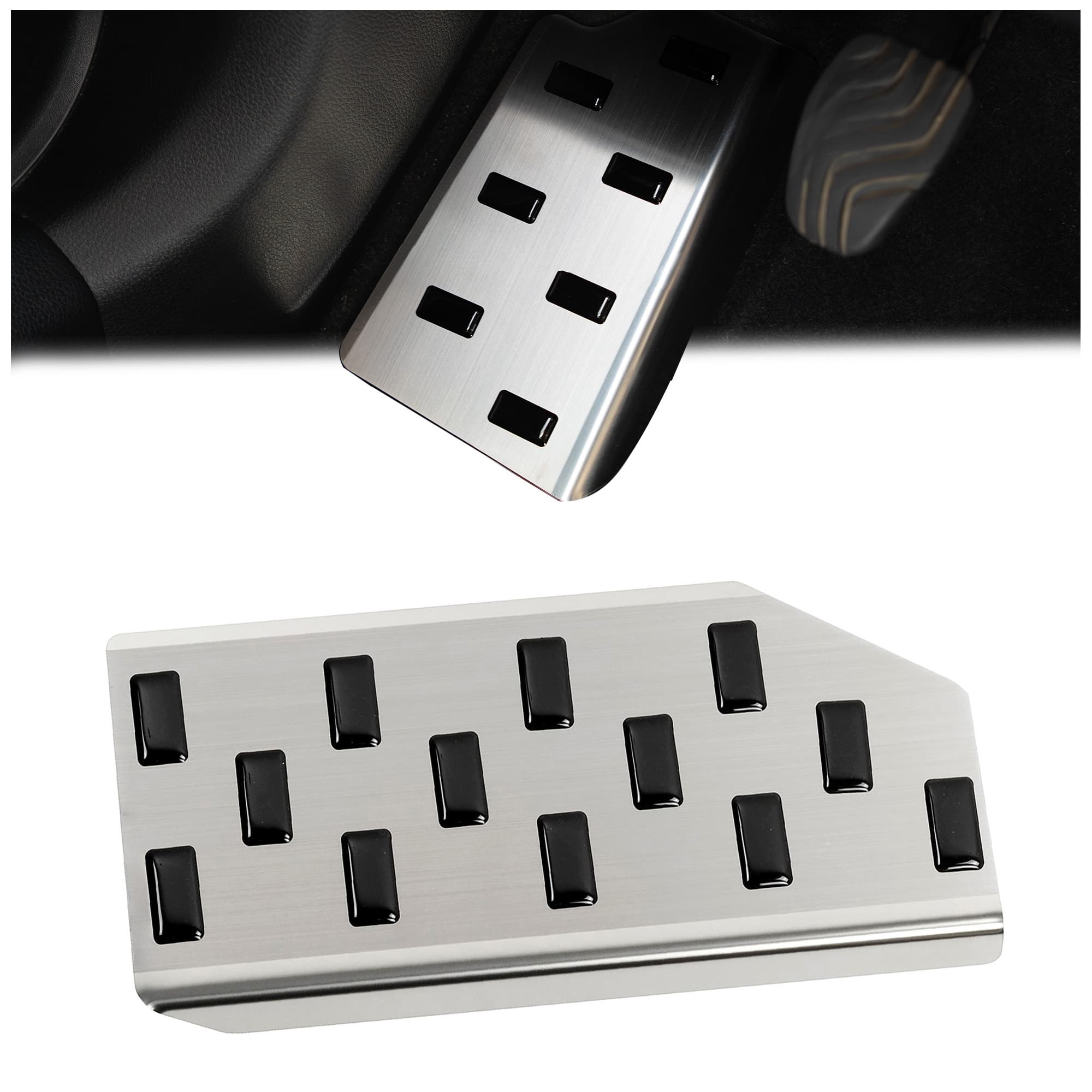 Footrest plate — Black | Silver, Stainless steel, Brushed