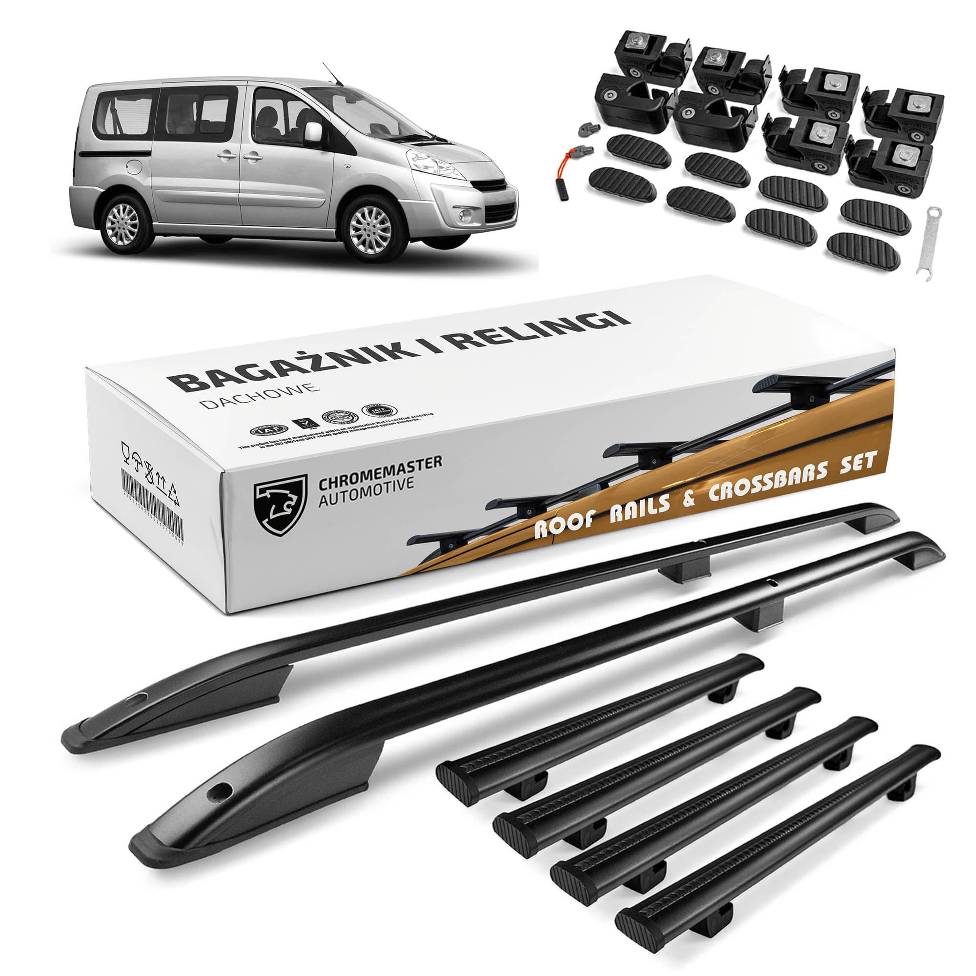 Roof rails with cross bars included SKYPORT — Black, Aluminum | Plastic, Painted