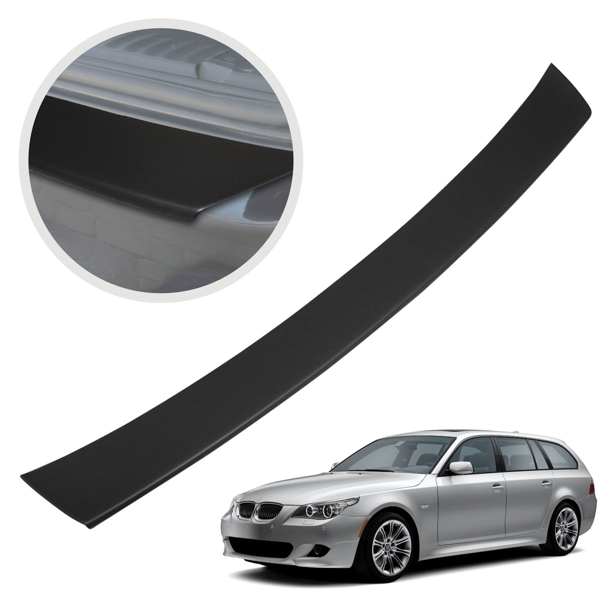 Rear bumper trim — Black, ABS plastic, Matte