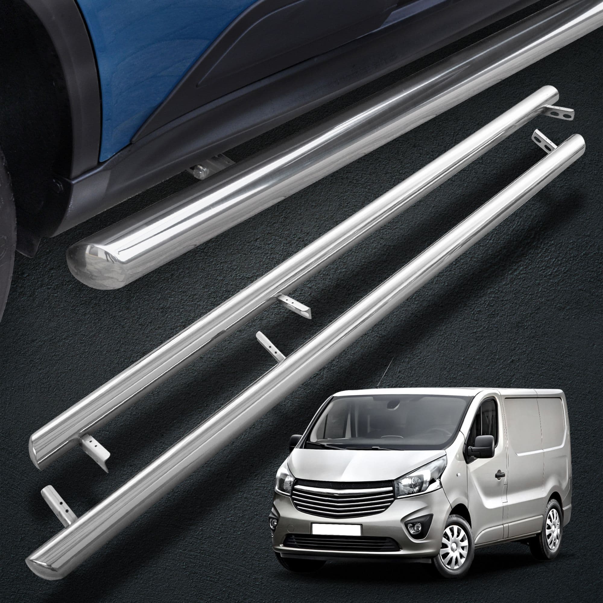 Side bars BB004 — Chrome, Steel, Polished
