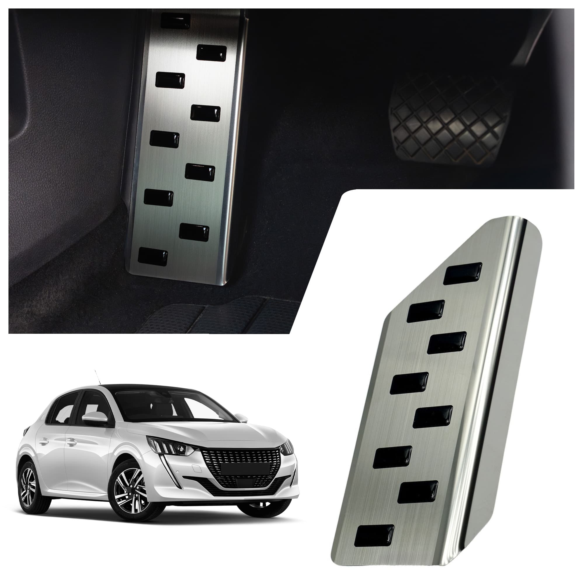 Footrest plate — Black | Silver, Stainless steel, Brushed