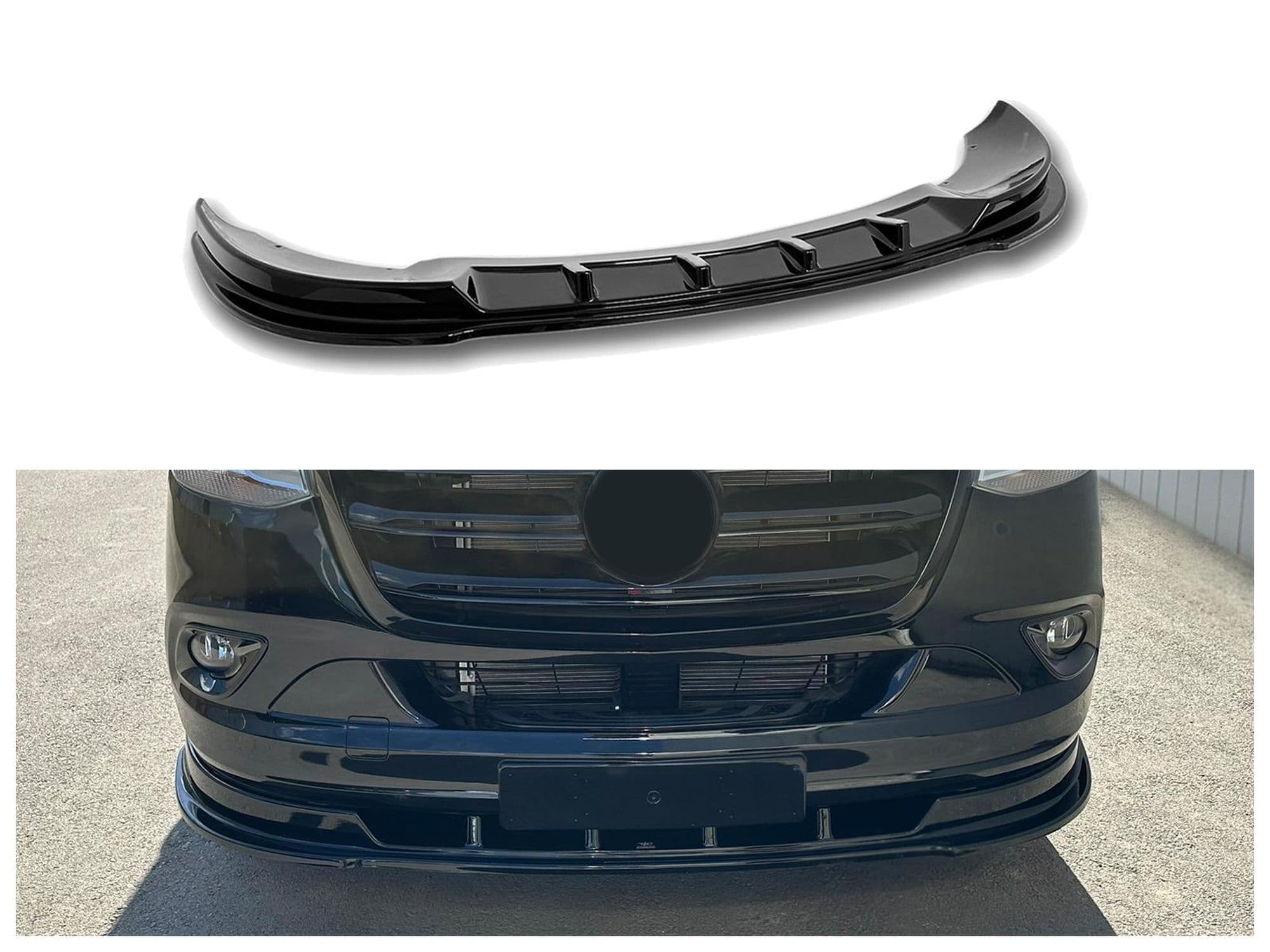 Front splitter — Black, ABS plastic, Shiny