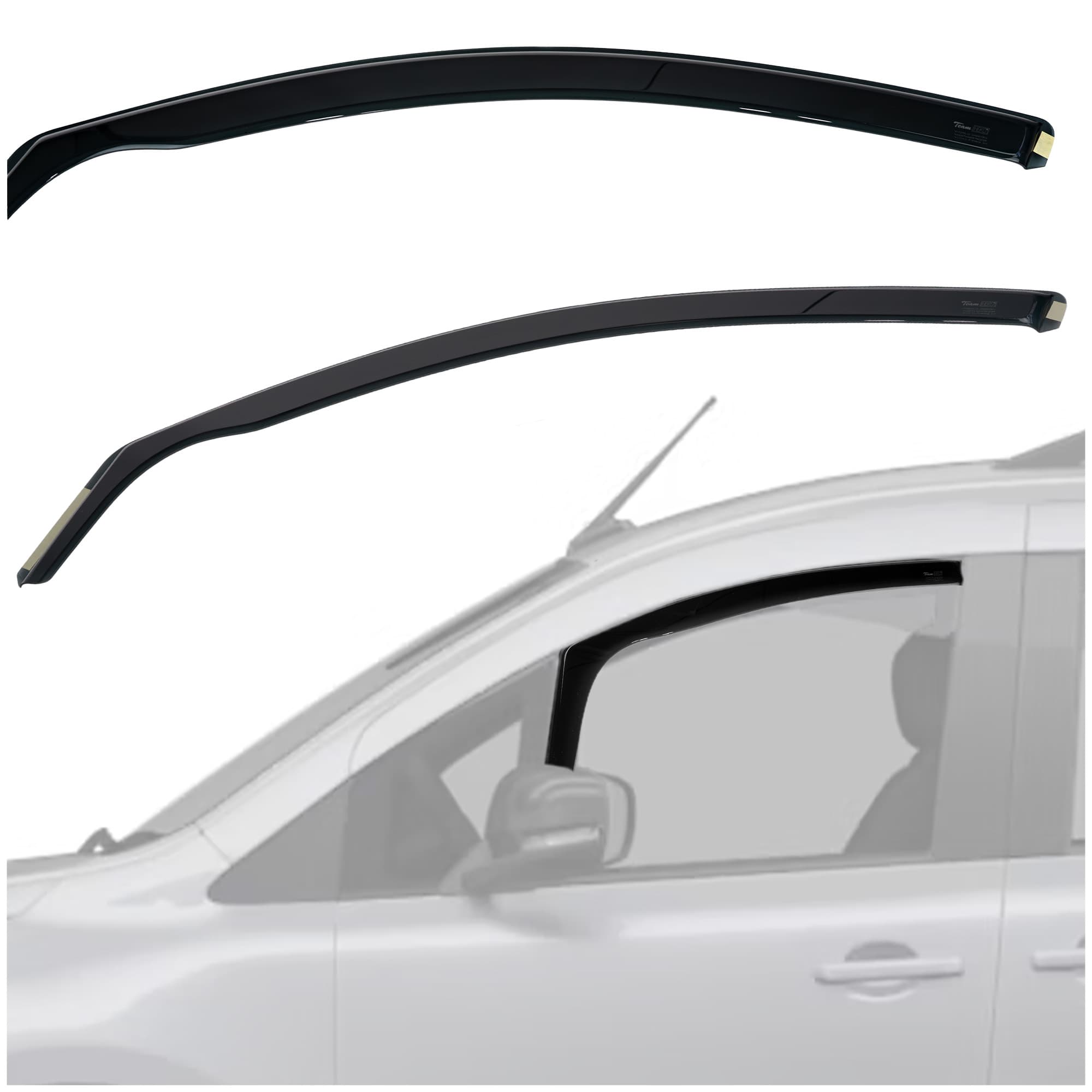 Side window deflectors — Translucent black smoked, Plastic, Shiny