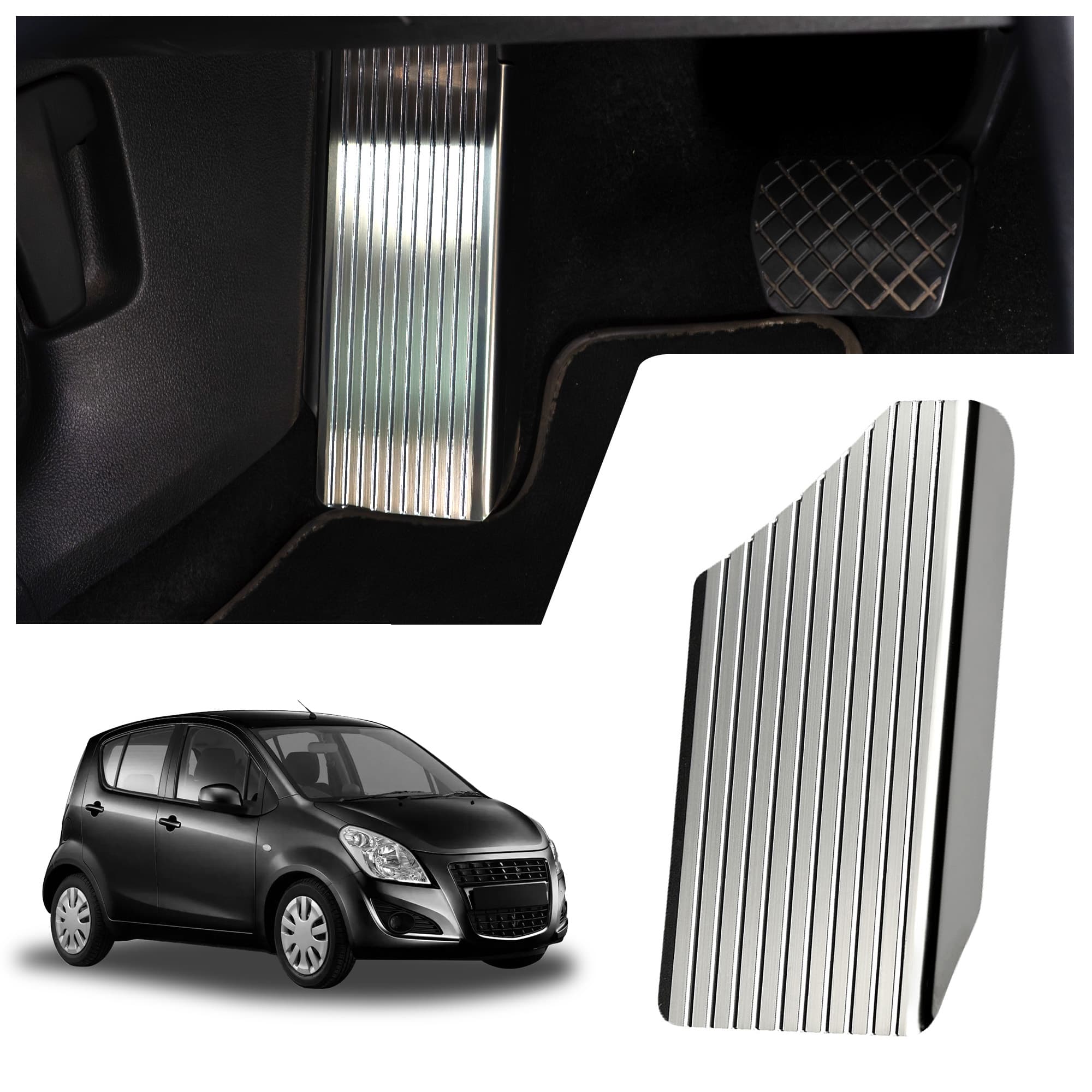 Footrest plate — Silver, Stainless steel, Brushed