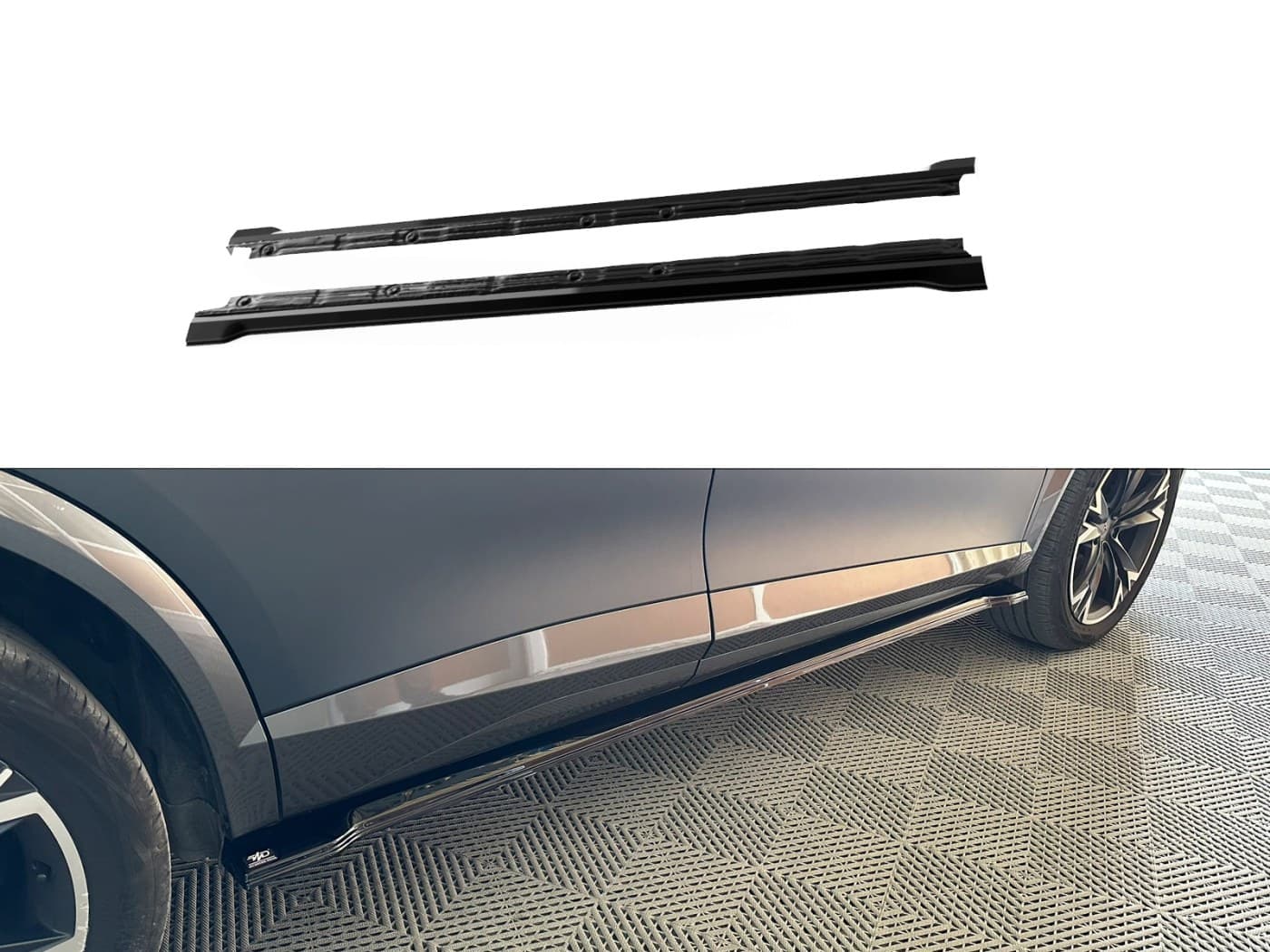 Side skirt extensions — Black, ABS plastic, Shiny