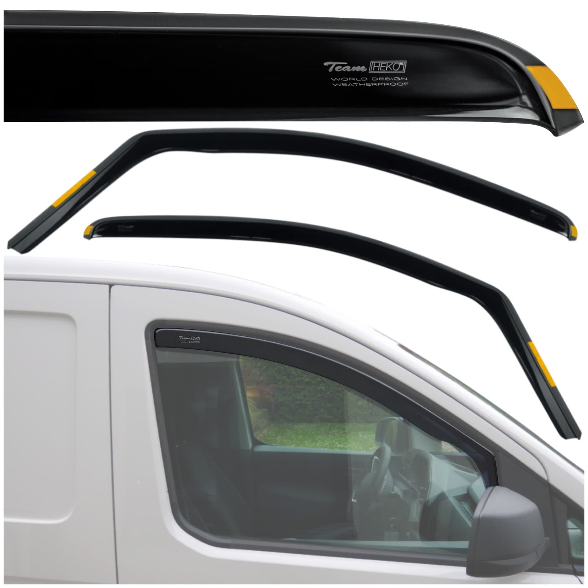Front side window deflectors — Translucent black smoked, Plastic, Shiny