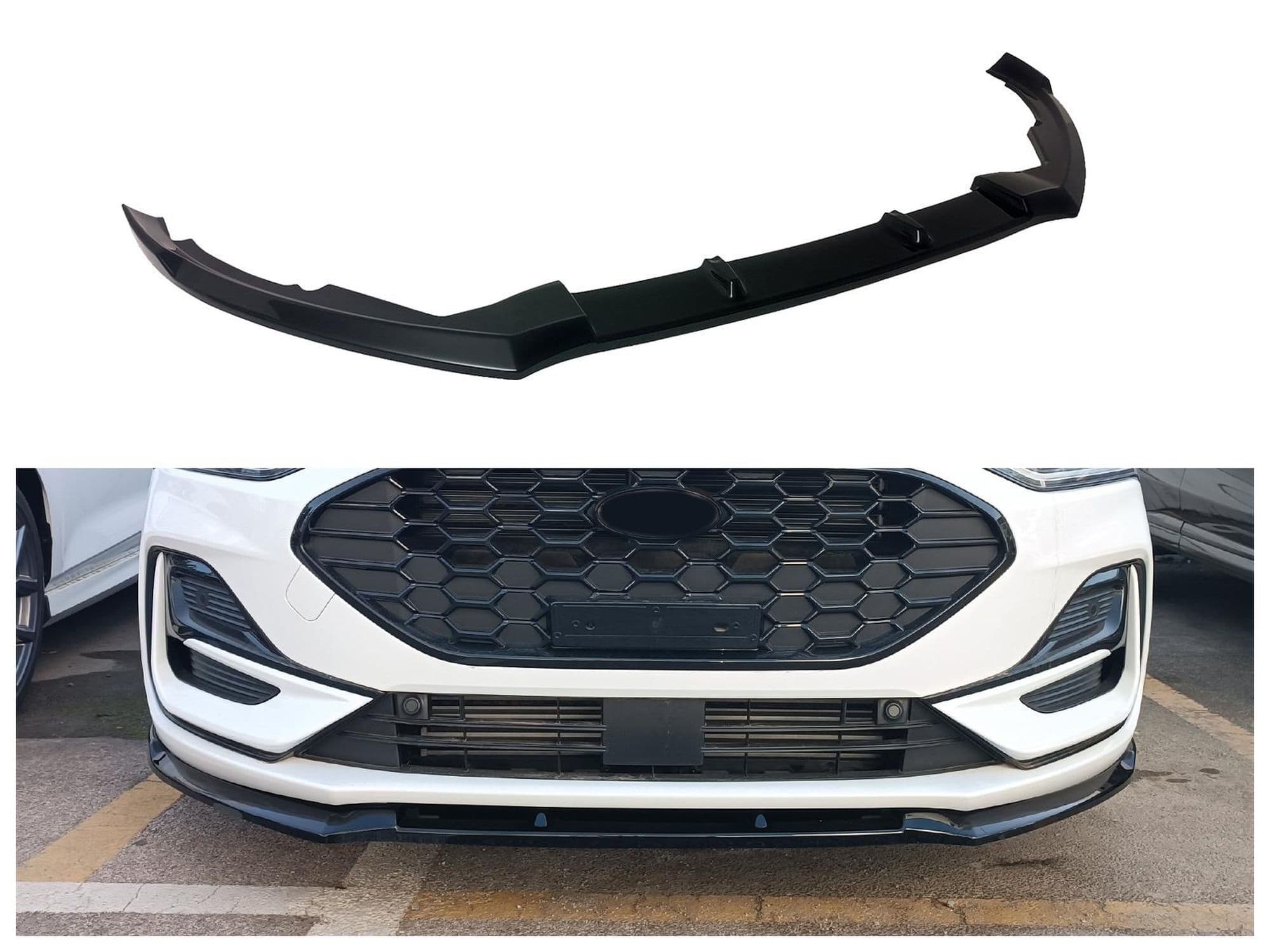 Splitter avant sous pare-chocs — Noir, Plastique ABS, Brillant